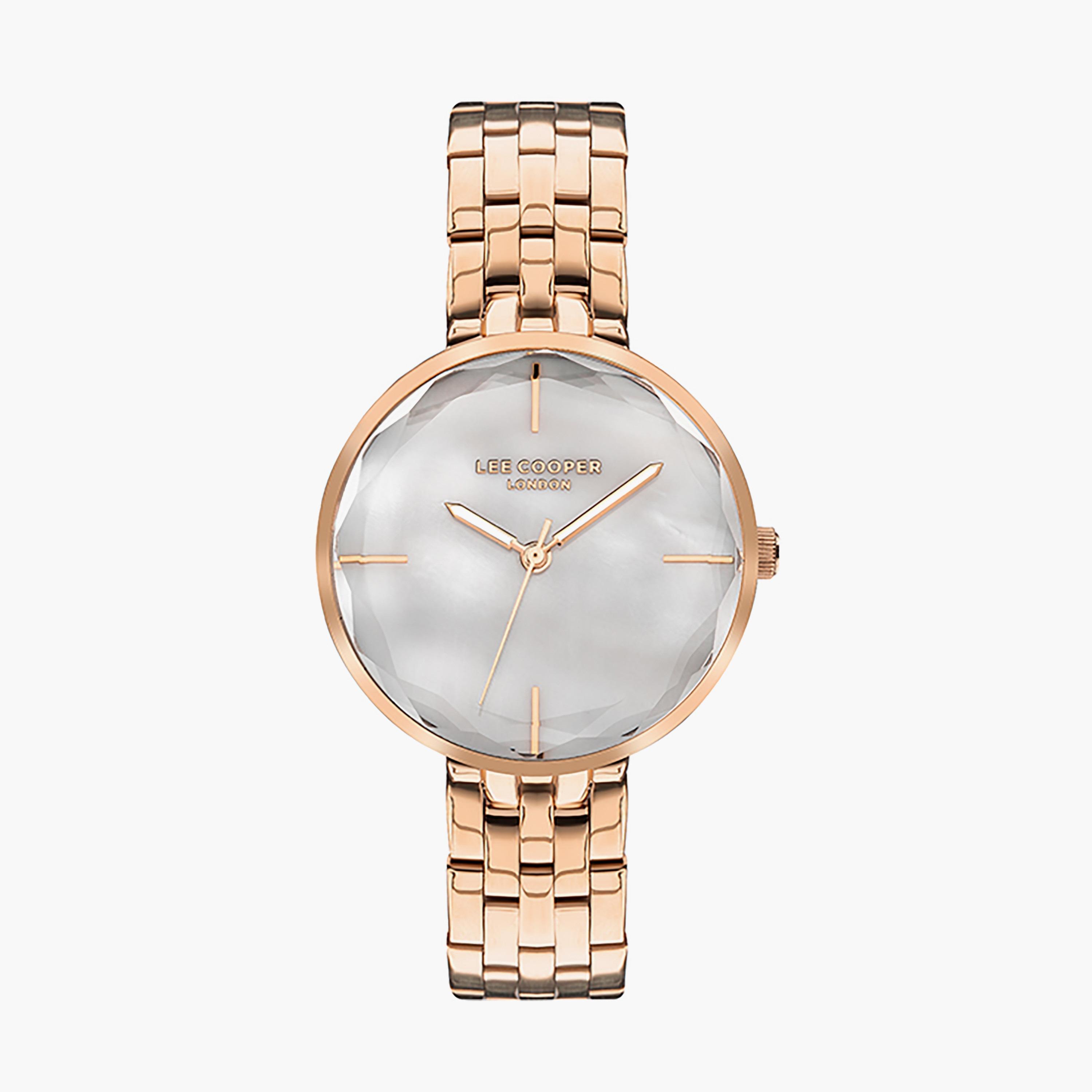  ساعة يد أنالوج باللون الوردي الذهبي وسوار الستانلس ستيل من لي كوبر LC07502.420-women-watchesandjewellery-watches-image-1