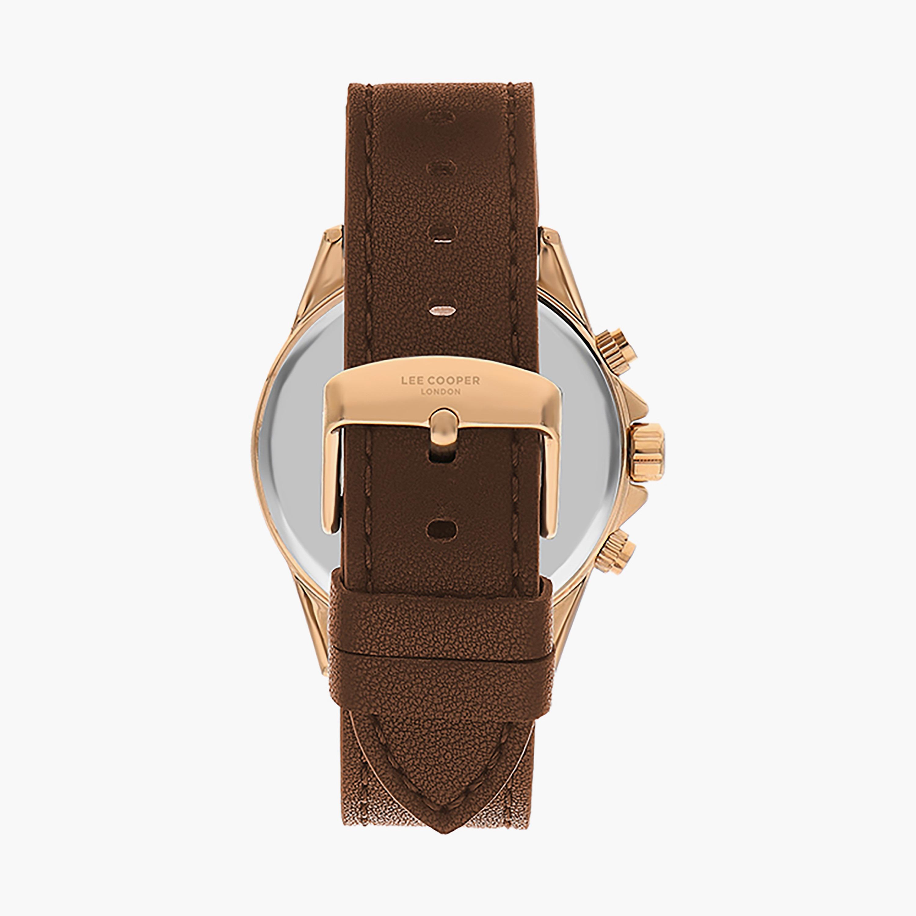  ساعة يد كرونوغراف للرجال باللون البني وسوار جلدي من لي كوبر LC07530.452-men-watchesandjewellery-watches-image-3