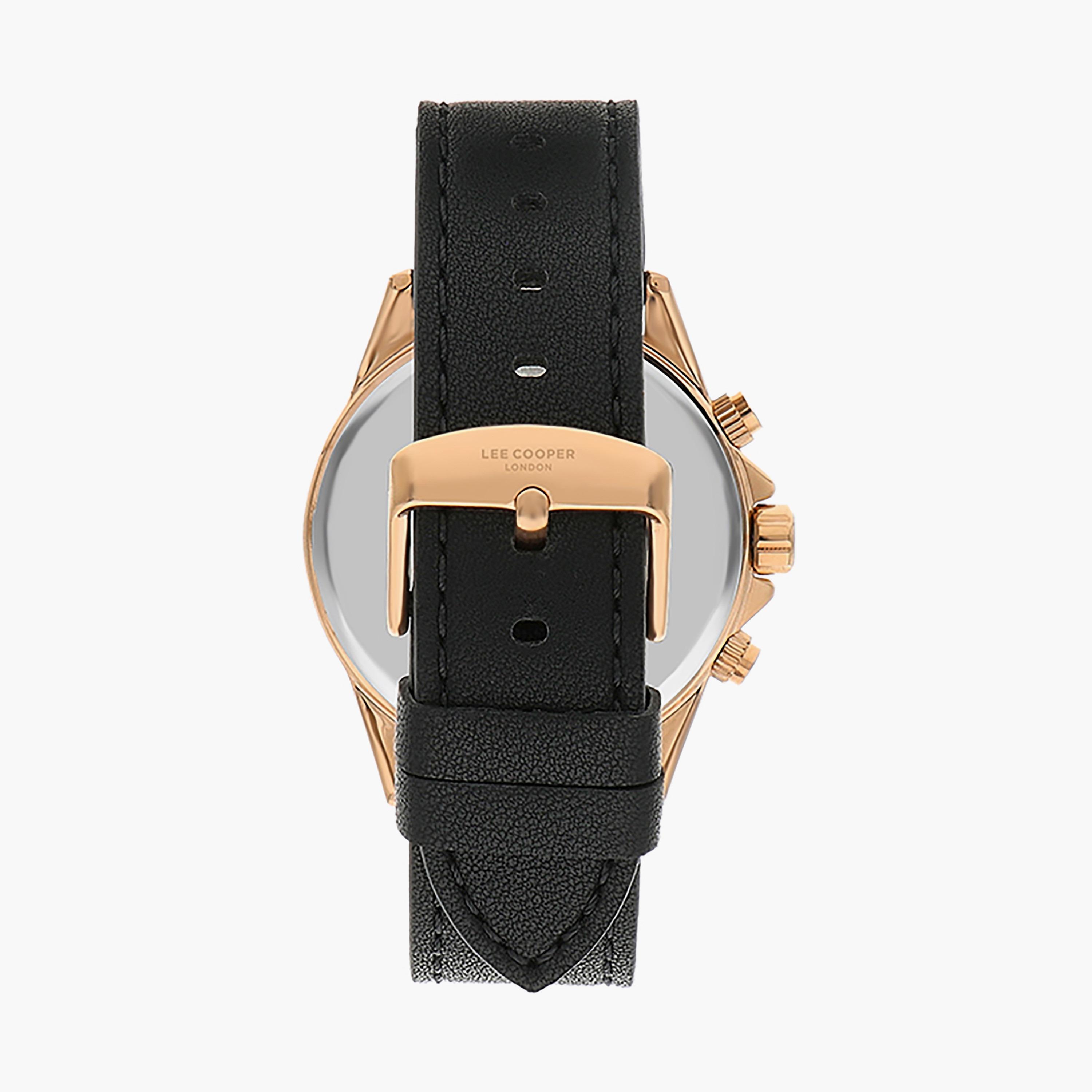  ساعة يد كرونوغراف للرجال باللون الأسود وسوار جلدي من لي كوبر LC07530.451-men-watchesandjewellery-watches-image-3