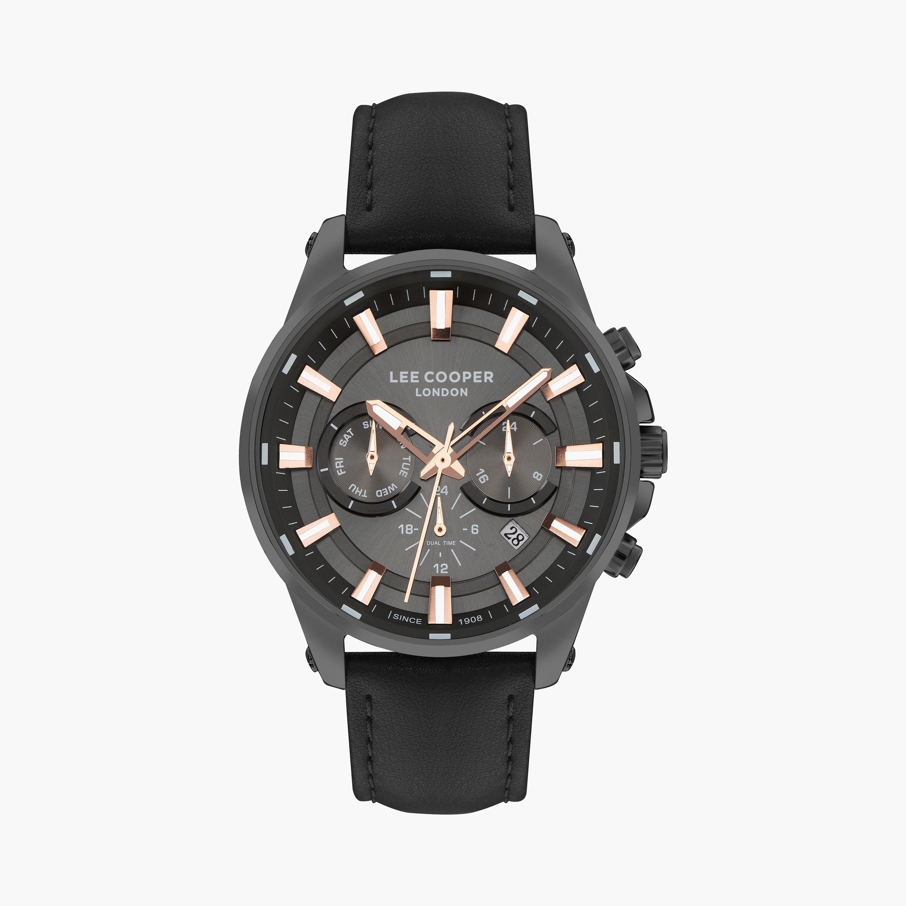  LC07525.651 | ساعة لي كوبر للرجال بسوار جلدي ذو كرونوغراف أسود-men-watchesandjewellery-watches-image-1