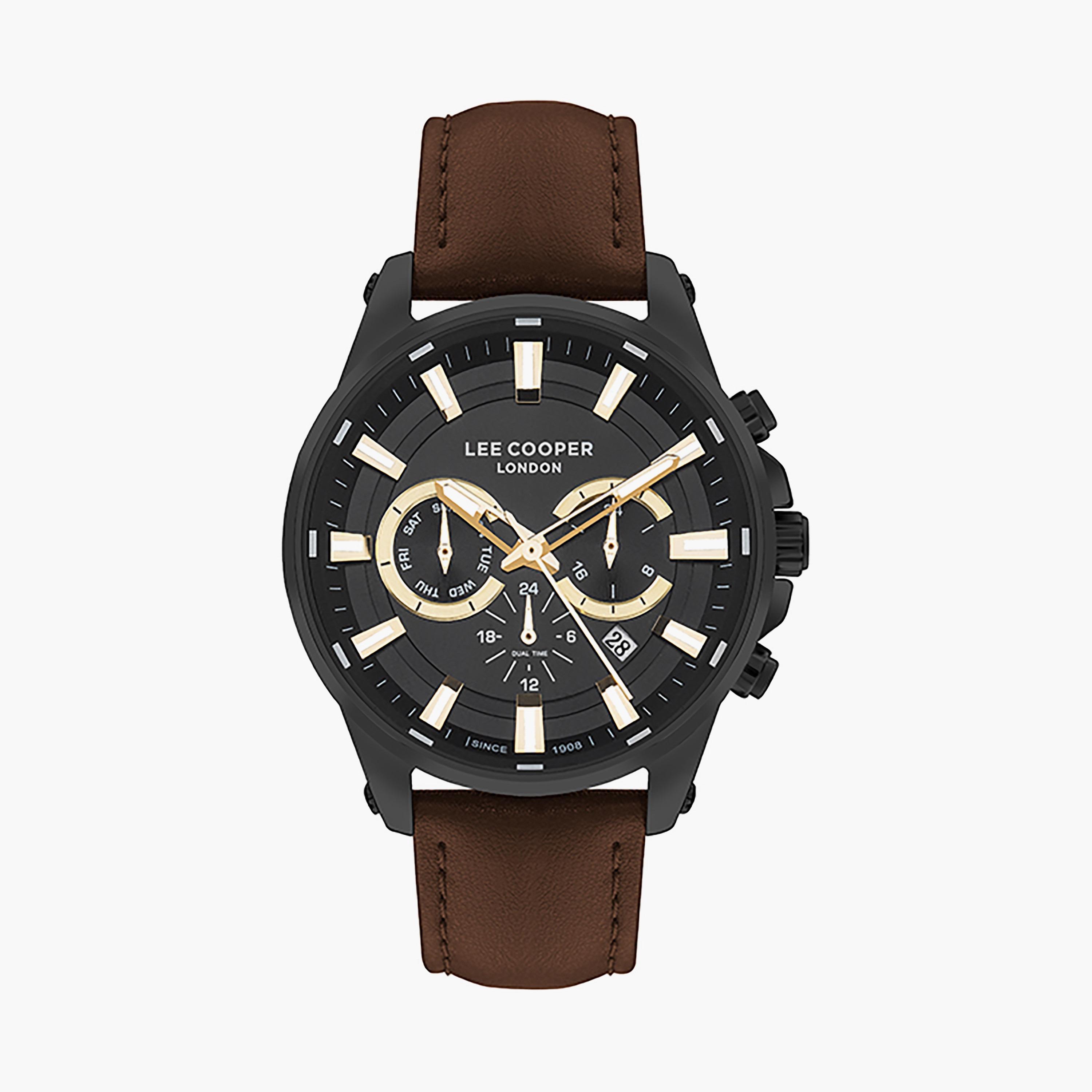 Lee Cooper Men Dark Brown Chronograph Leather Strap Watch | LC07525.154-men-watchesandjewellery-watches-image-1