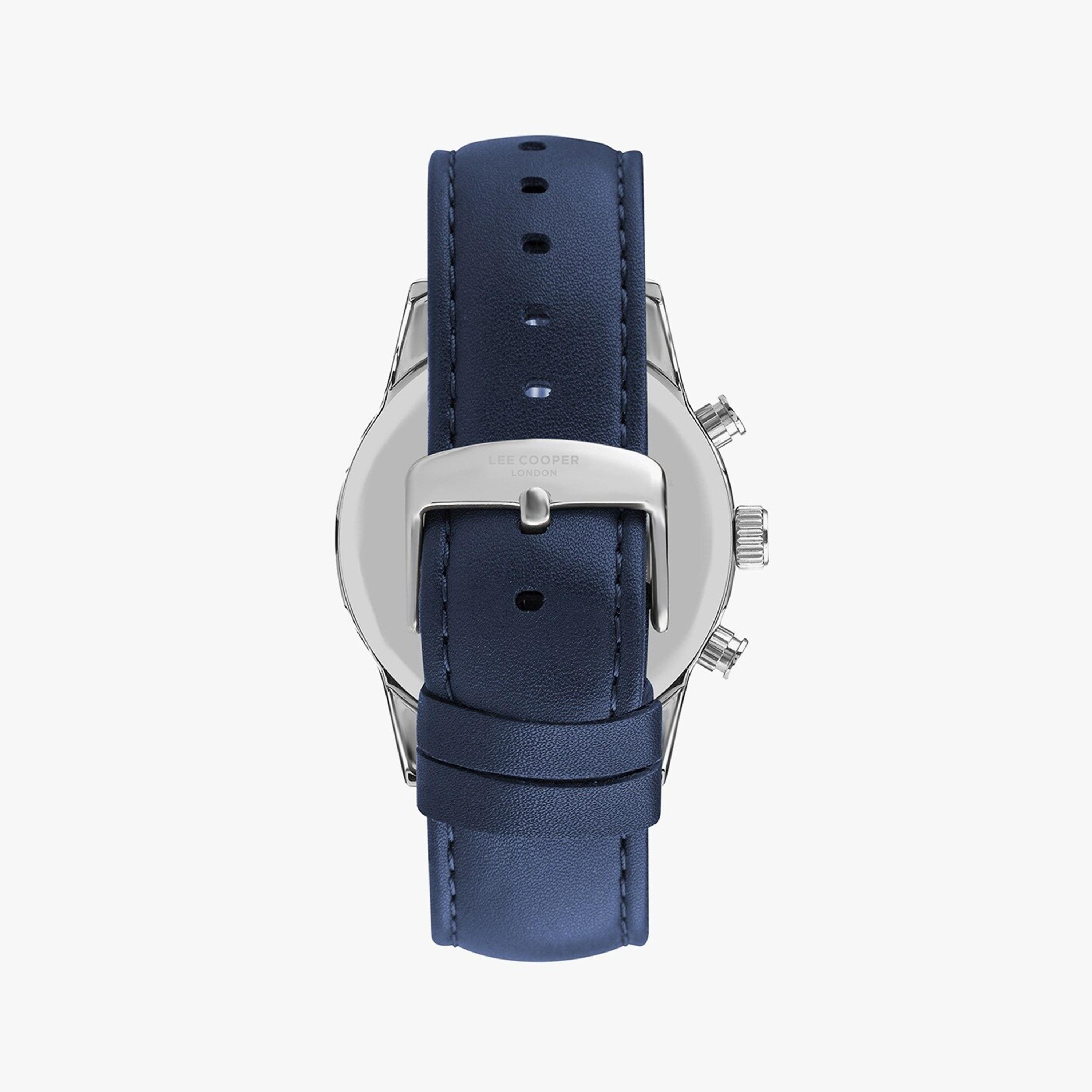  ساعة يد كرونوغراف للرجال باللون الأزرق وسوار جلدي من لي كوبر LC07489.399-men-watchesandjewellery-watches-image-2