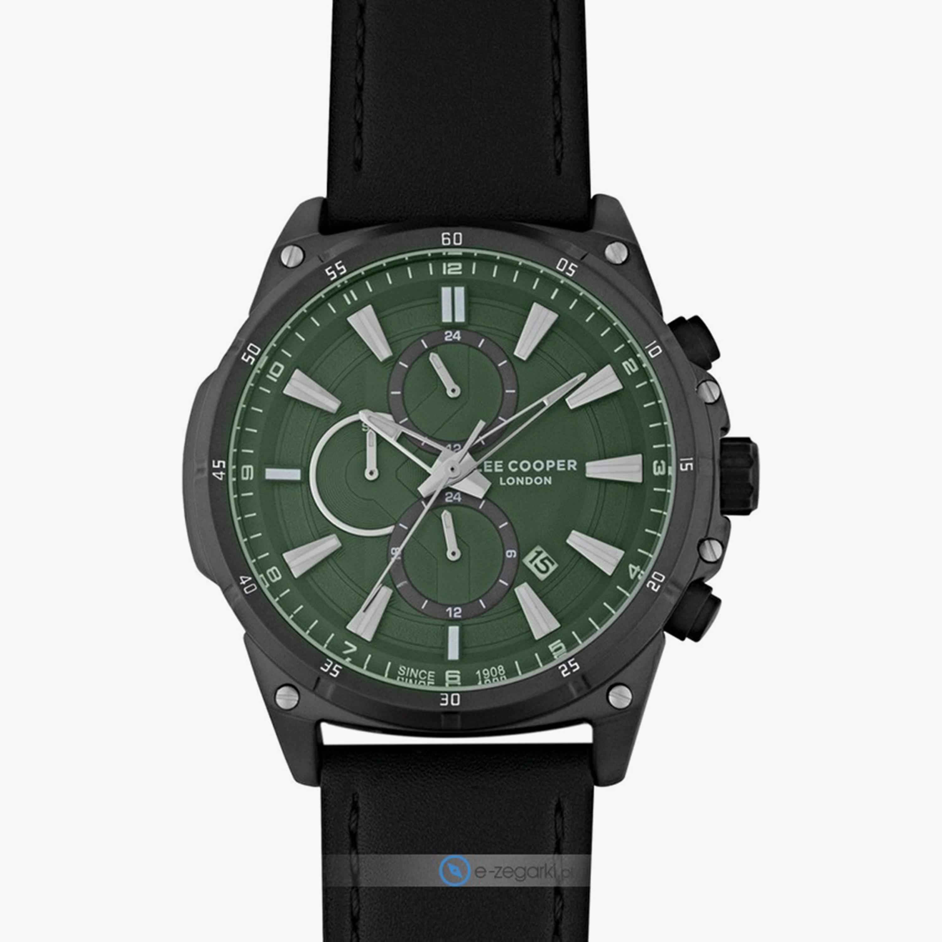  ساعة يد كرونوغراف للرجال باللون الأسود وسوار جلدي من لي كوبر LC07489.671-men-watchesandjewellery-watches-image-1