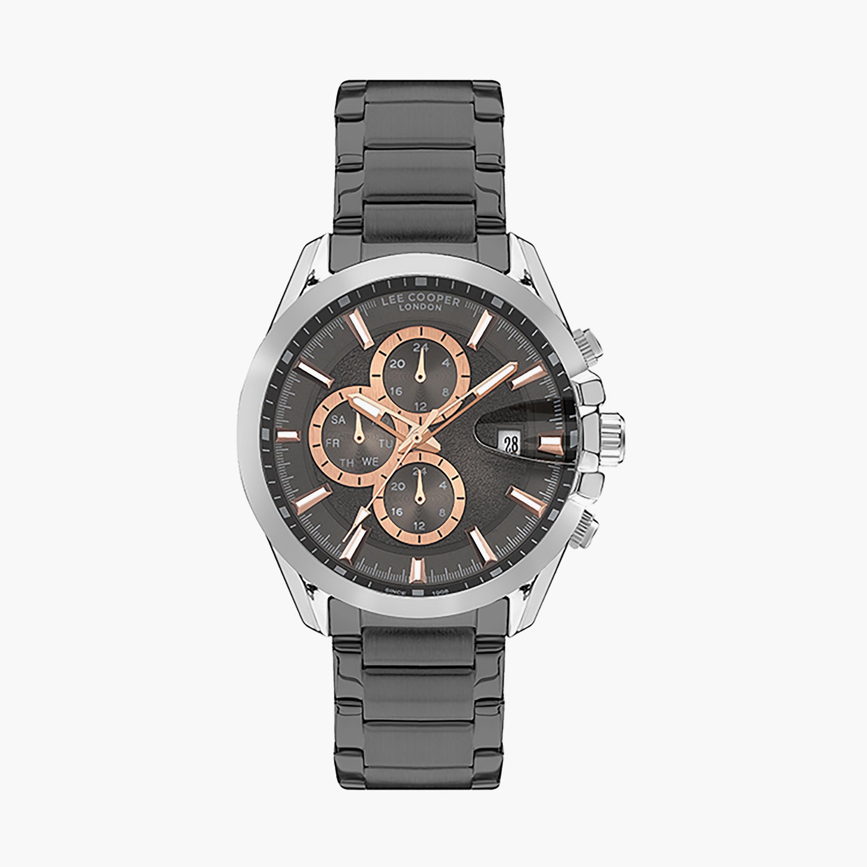  ساعة يد كرونوغراف للرجال باللون الرمادي وسوار الستانلس ستيل من لي كوبر LC07455.360-men-watchesandjewellery-watches-image-1