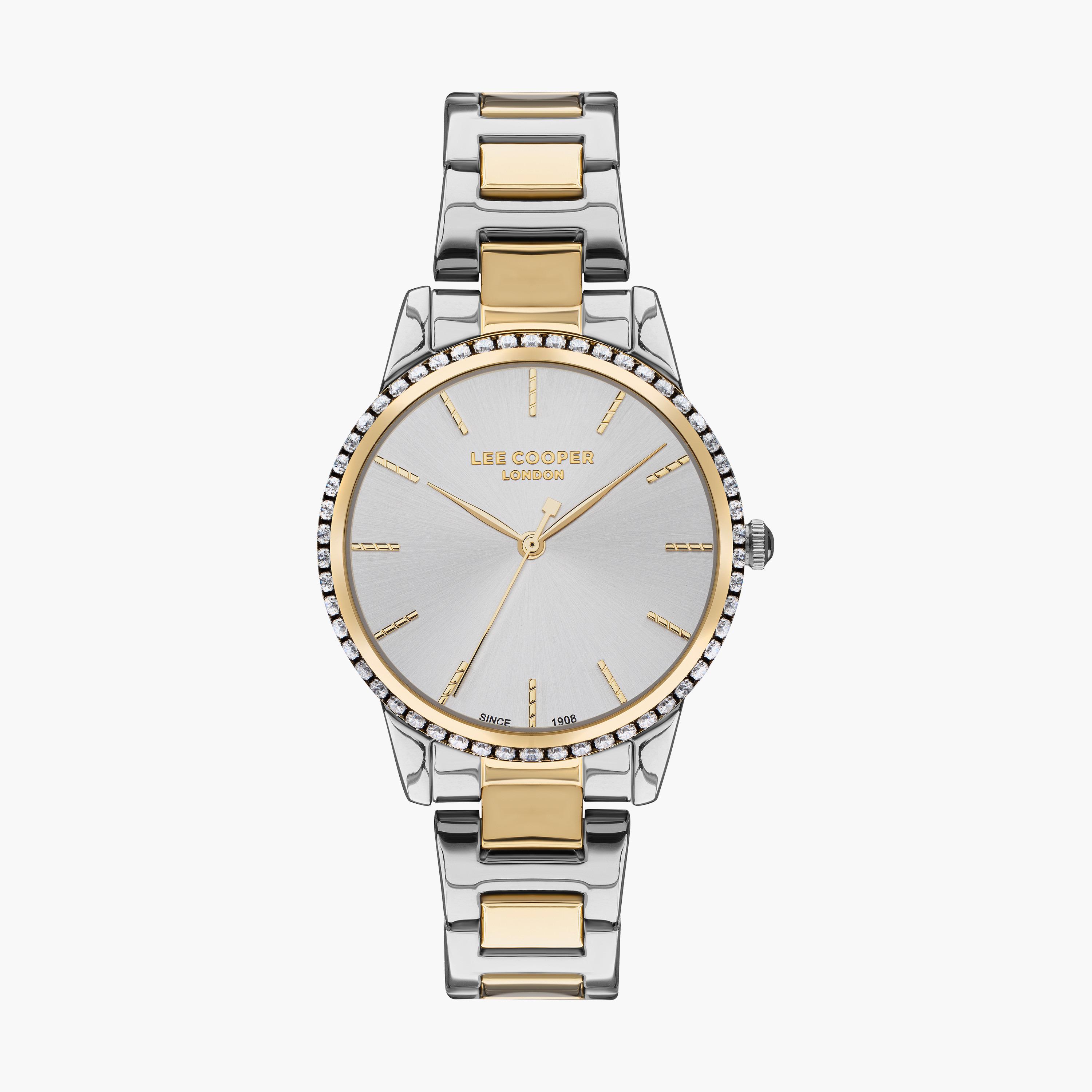 ساعة انالوج بسوار ستانلس ستيل بلون فضي وذهبي للنساء من لي كوبر | LC07438.230-women-watchesandjewellery-watches-image-1