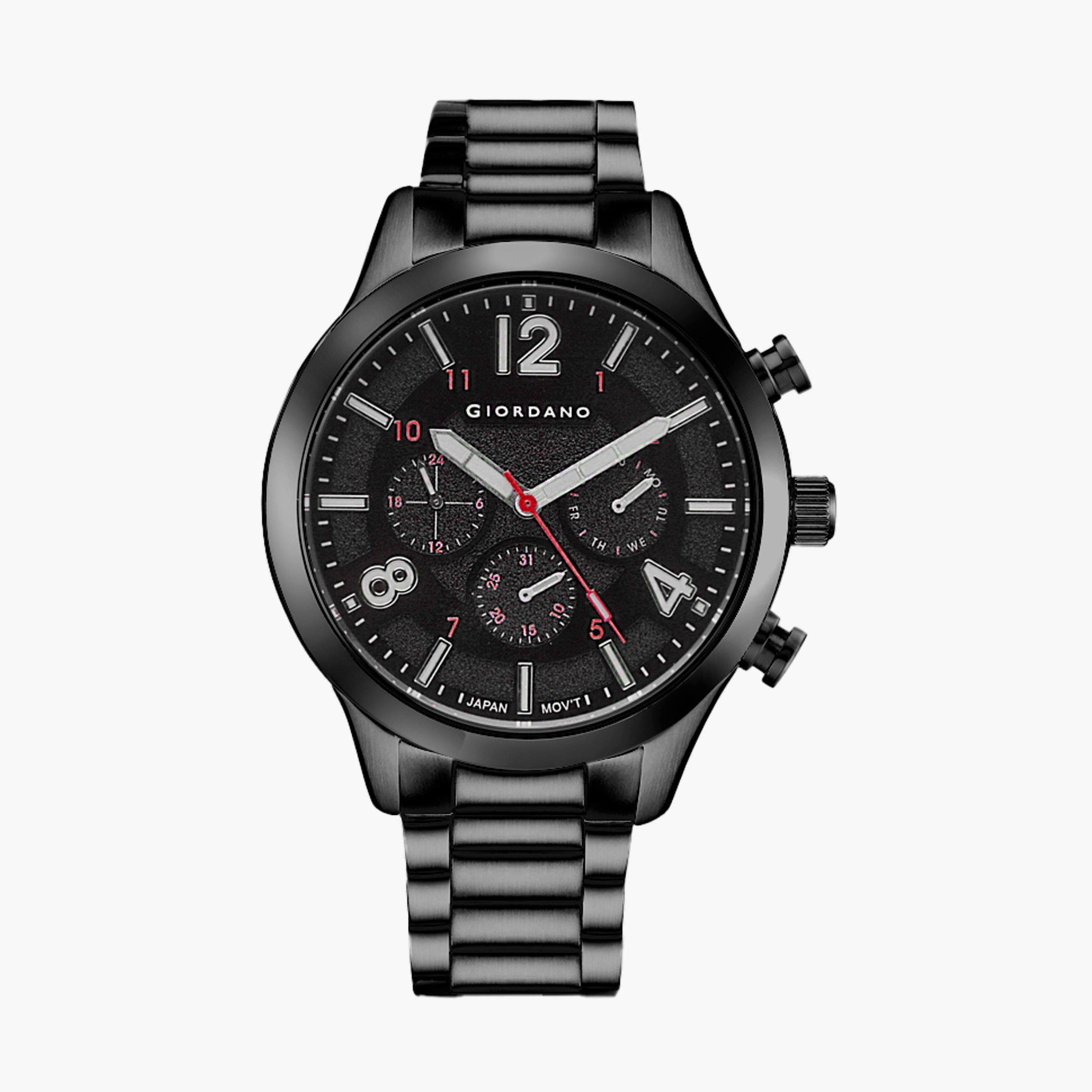 ساعة جيوردانو للرجال كرونوغراف بسوار ستانلس ستيل أسود | جي دي-1198-55-men-watchesandjewellery-watches-image-1