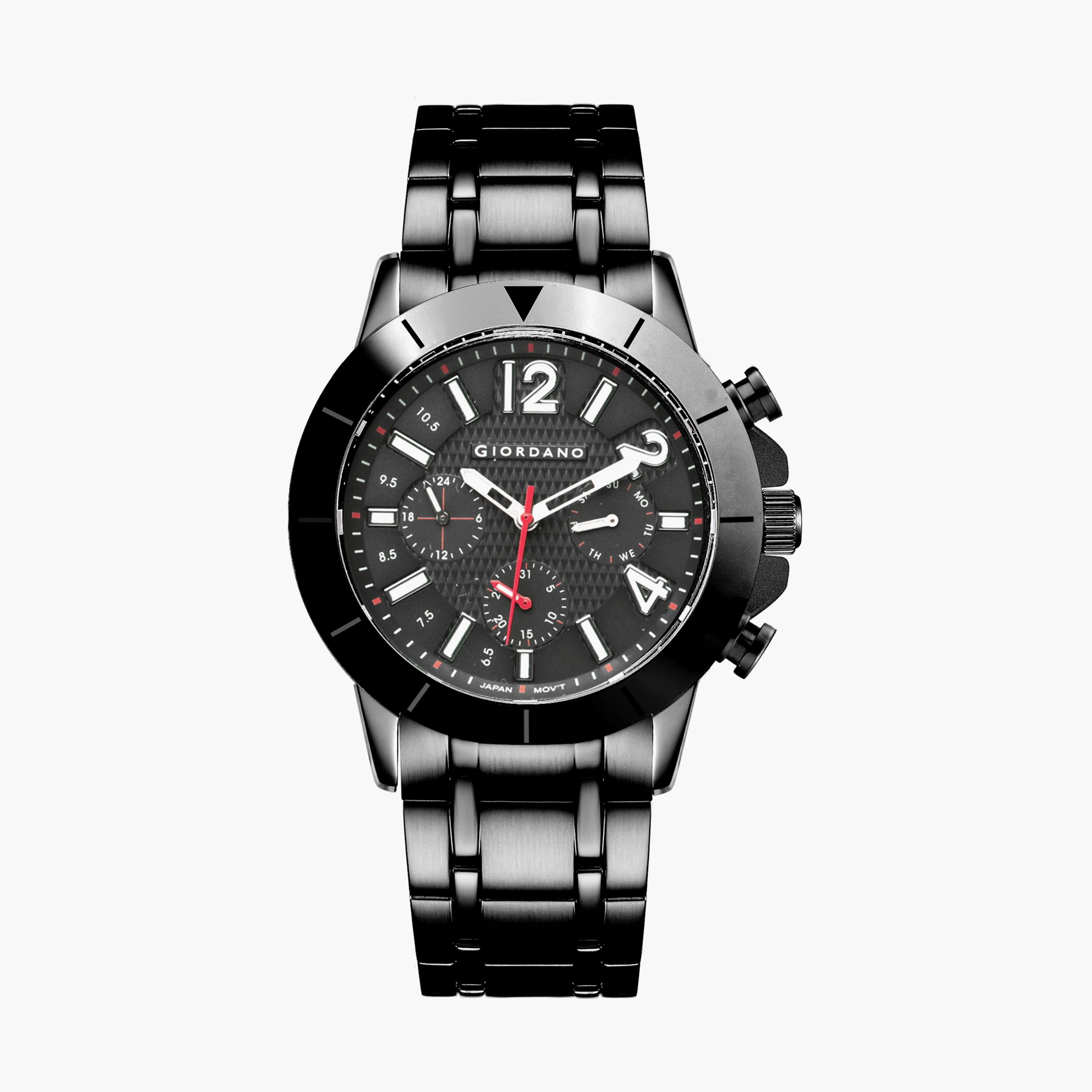 ساعة جيوردانو للرجال كرونوغراف بسوار ستانلس ستيل أسود | جي دي-1199-44-men-watchesandjewellery-watches-image-1