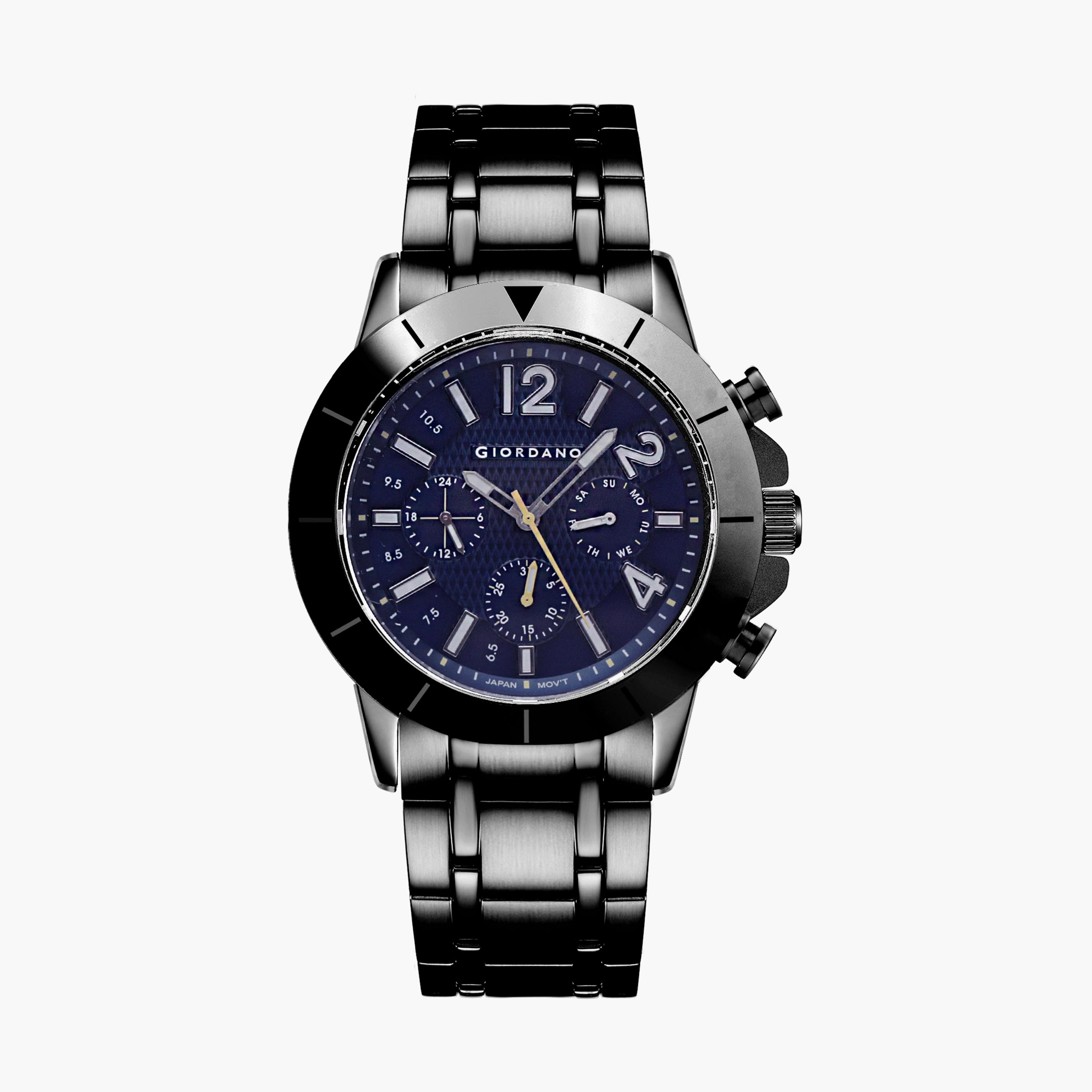 ساعة جيوردانو للرجال كرونوغراف بسوار ستانلس ستيل أسود | جي دي-1199-55-men-watchesandjewellery-watches-image-1