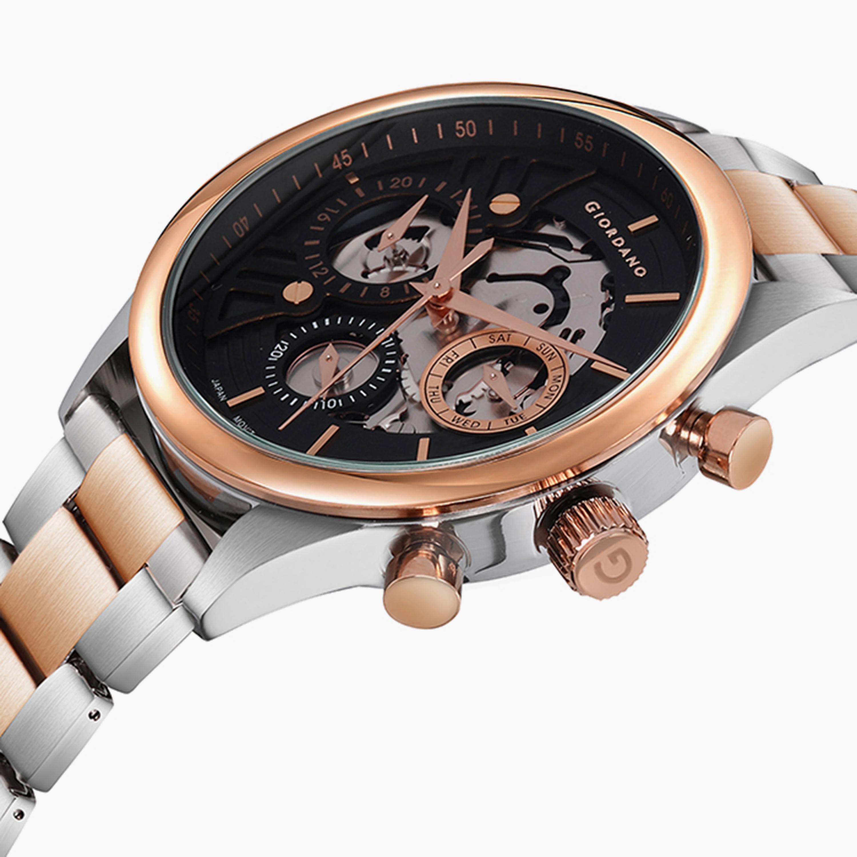 ساعة جيوردانو للرجال باللون الفضي والذهبي الوردي وبسوار ستانلس ستيل | جي دي-1176-33-مب-men-watchesandjewellery-watches-image-2