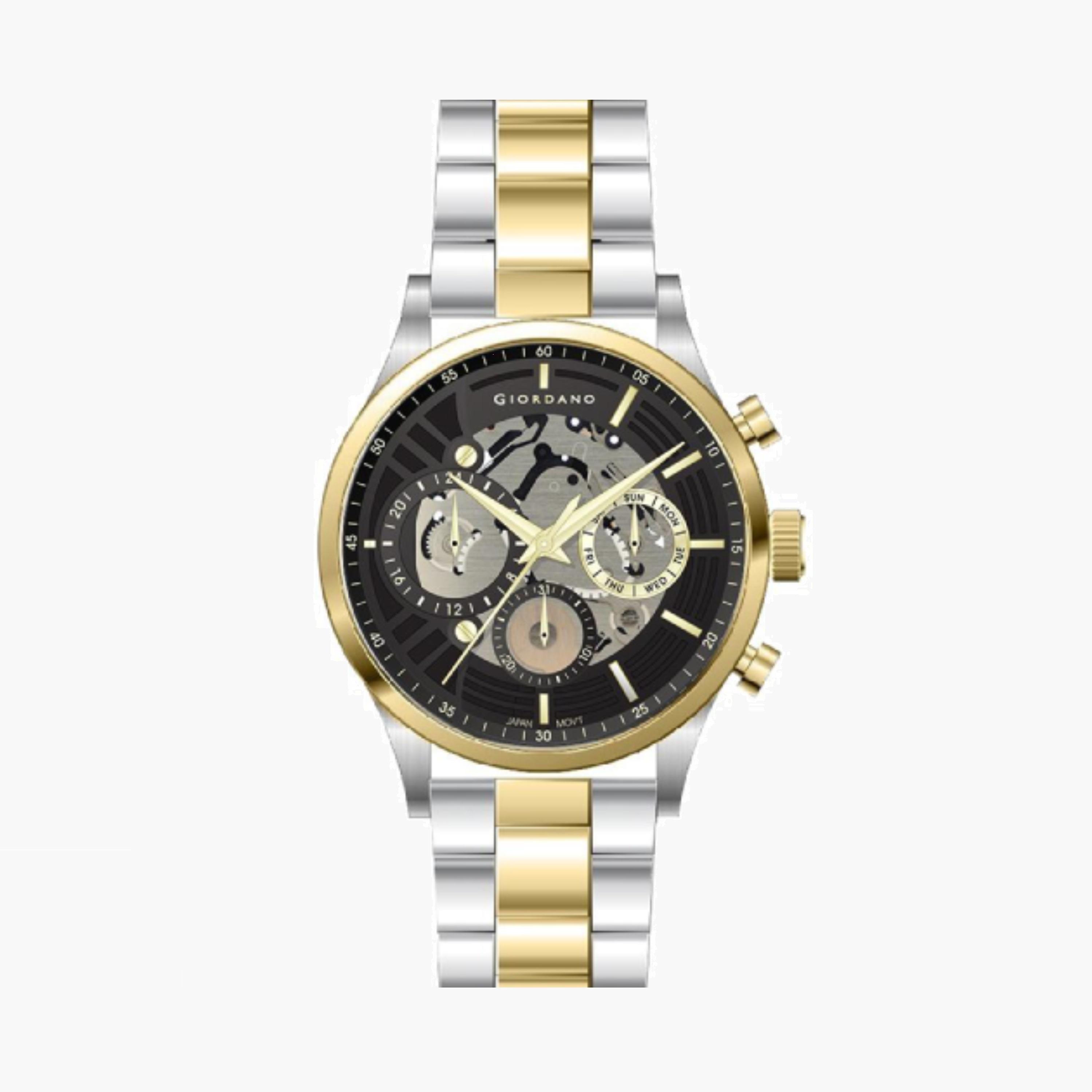 ساعة جيوردانو للرجال كرونوغراف فضي وذهبي وبسوار ستانلس ستيل | جي دي-1176-66-مب-men-watchesandjewellery-watches-image-1