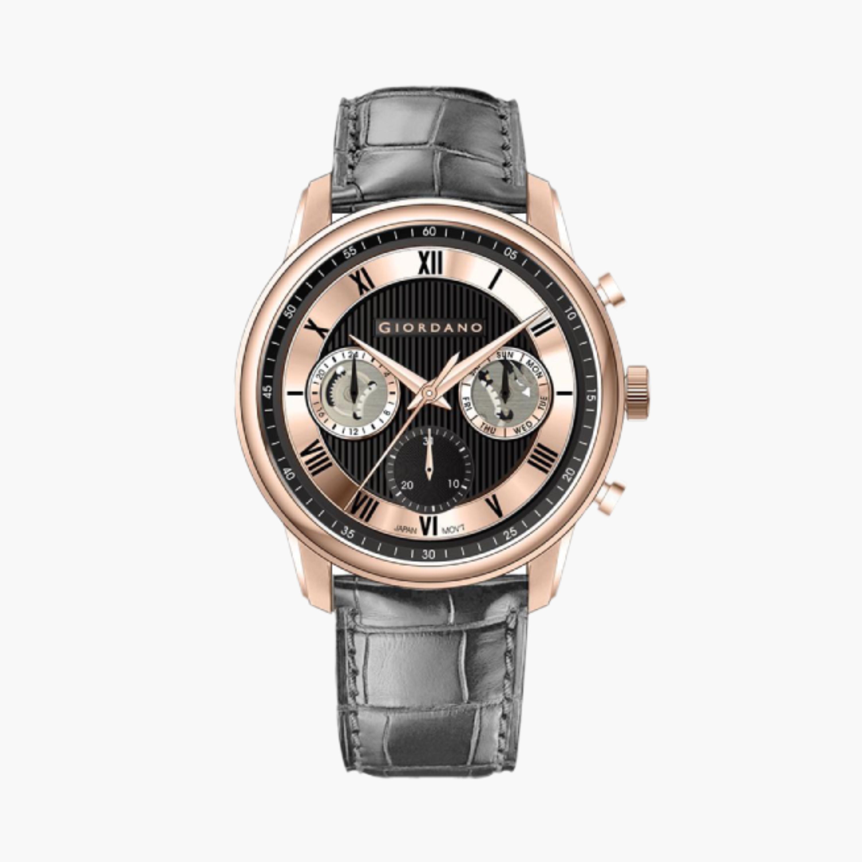 ساعة جيوردانو للرجال كرونوغراف بسوار جلدي باللون الرمادي | جي دي-1178-04-مب-men-watchesandjewellery-watches-image-1
