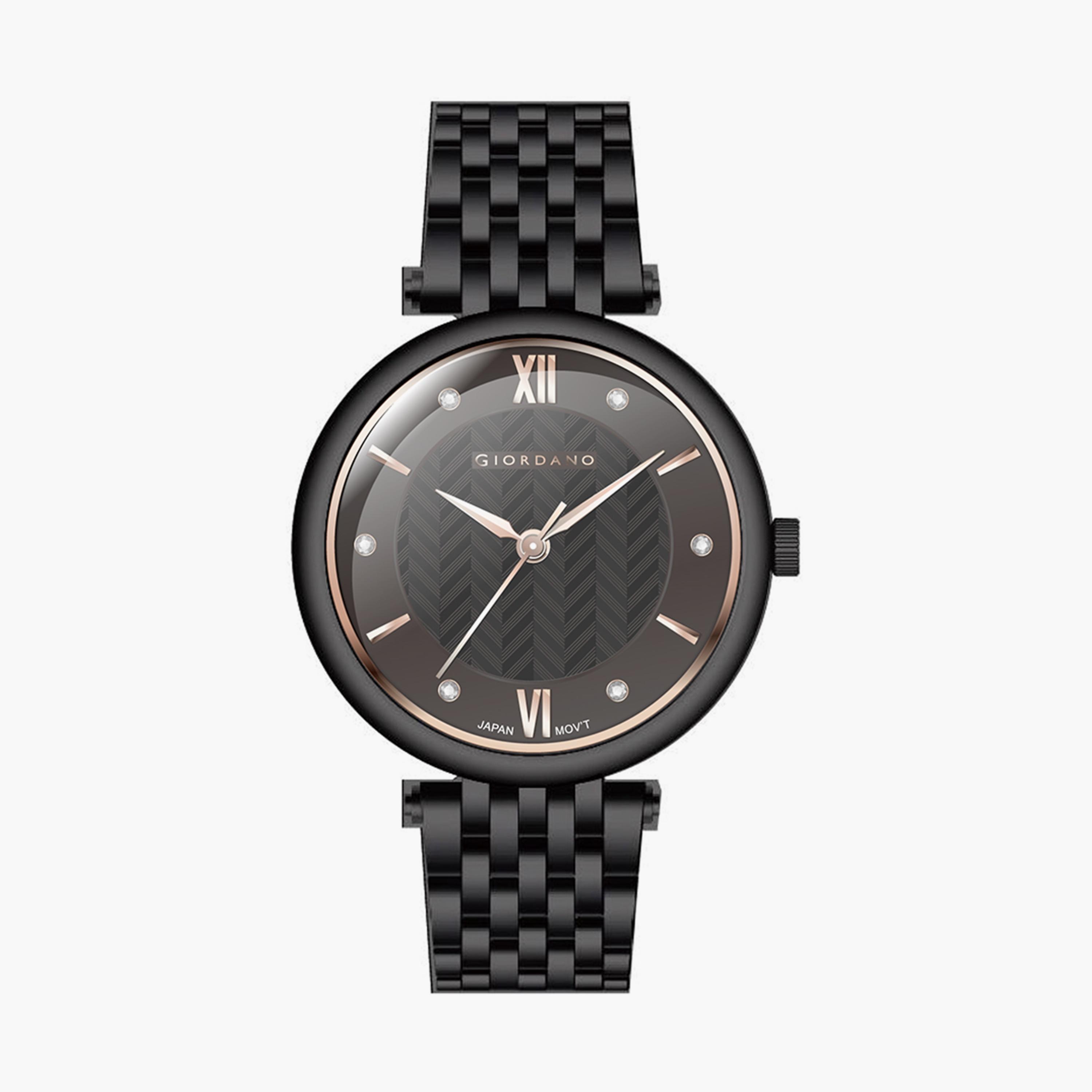Giordano Black Analog Stainless Steel Strap Watch | GD-2172-33-MP-women-watchesandjewellery-watches-image-1