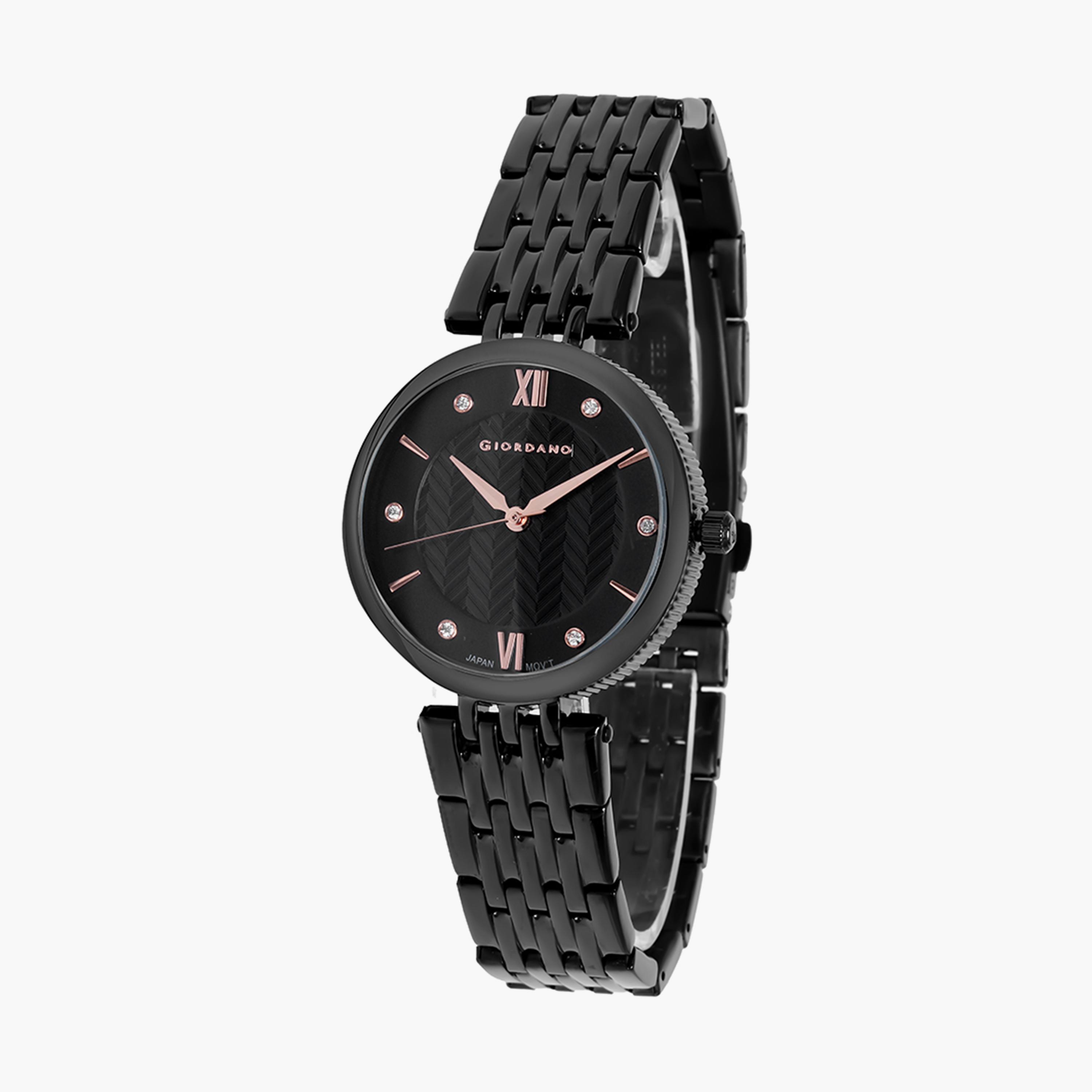 ساعة جيوردانو أنالوج بسوار ستانلس ستيل باللون الأسود | جي دي-2172-33-مب-women-watchesandjewellery-watches-image-2