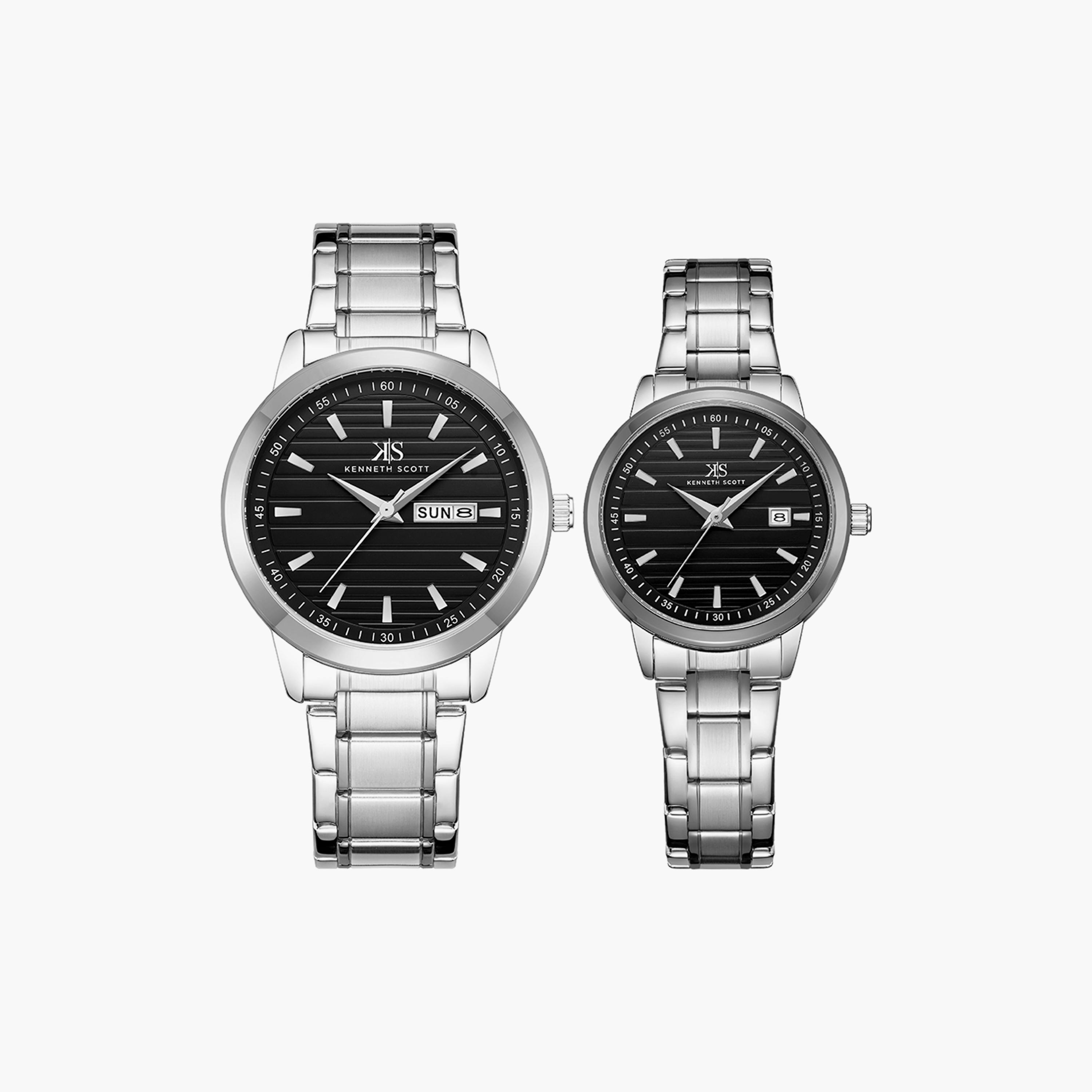  طقم من 2 ساعة يد من كينيث سكوت ذو أنالوج مع لون فضي لكلا الجنسين بسوار من ستانلس ستيل-men-watchesandjewellery-watches-image-1