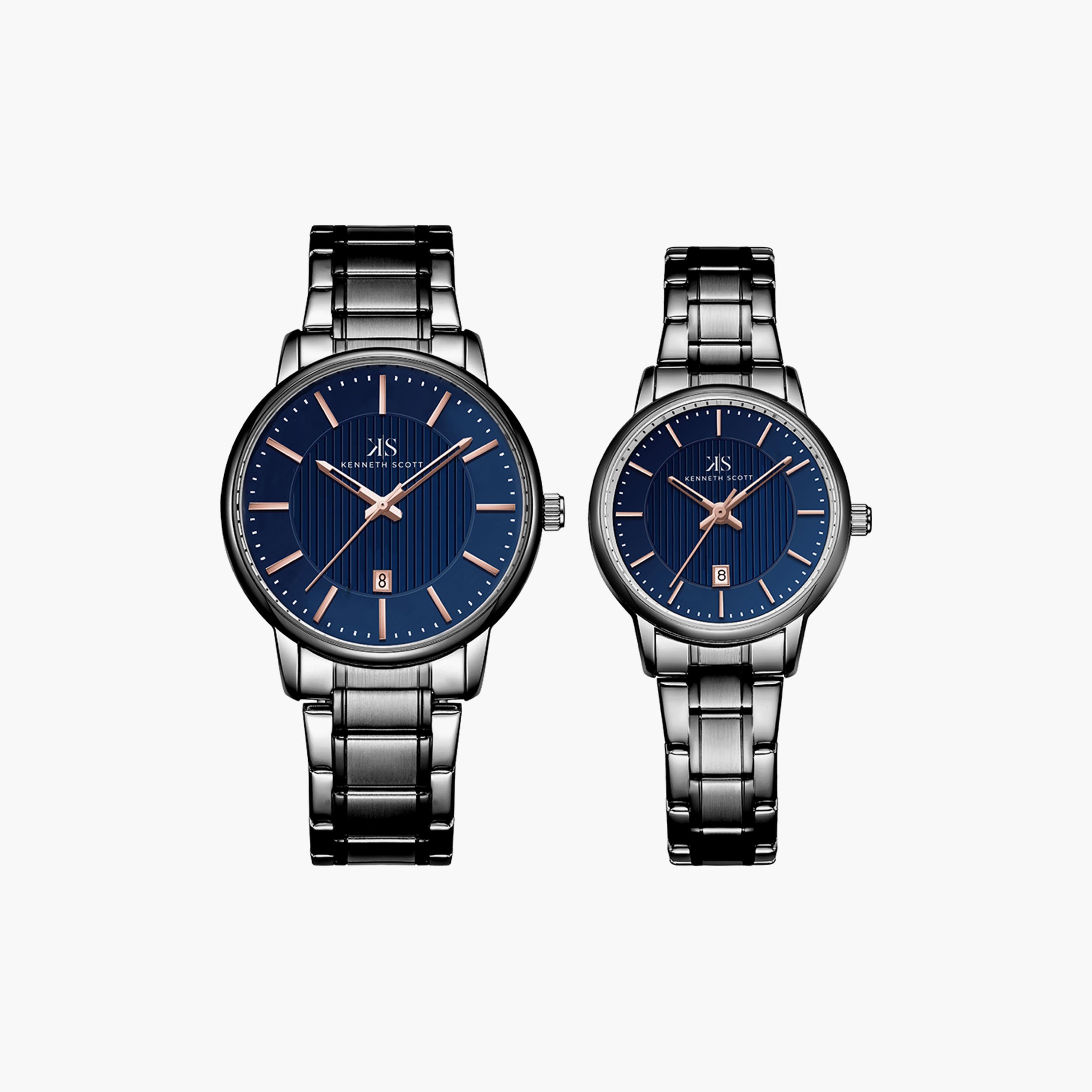 Kenneth Scott Set of 2 Unisex Grey Analog Stainless Steel Strap Watch-men-watchesandjewellery-watches-image-1