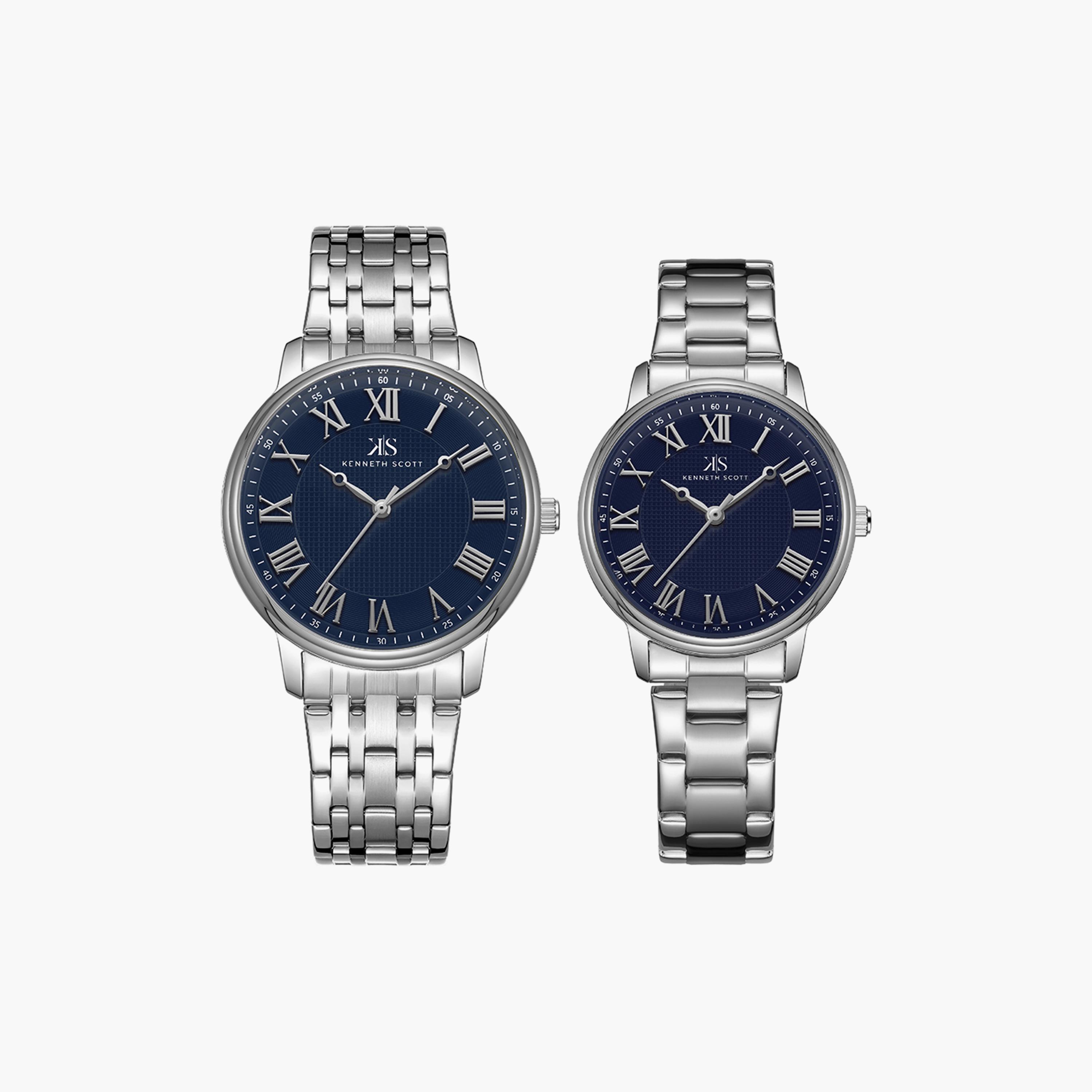 Kenneth Scott Set of 2 Unisex Silver Analog Stainless Steel Strap Watch-men-watchesandjewellery-watches-image-1