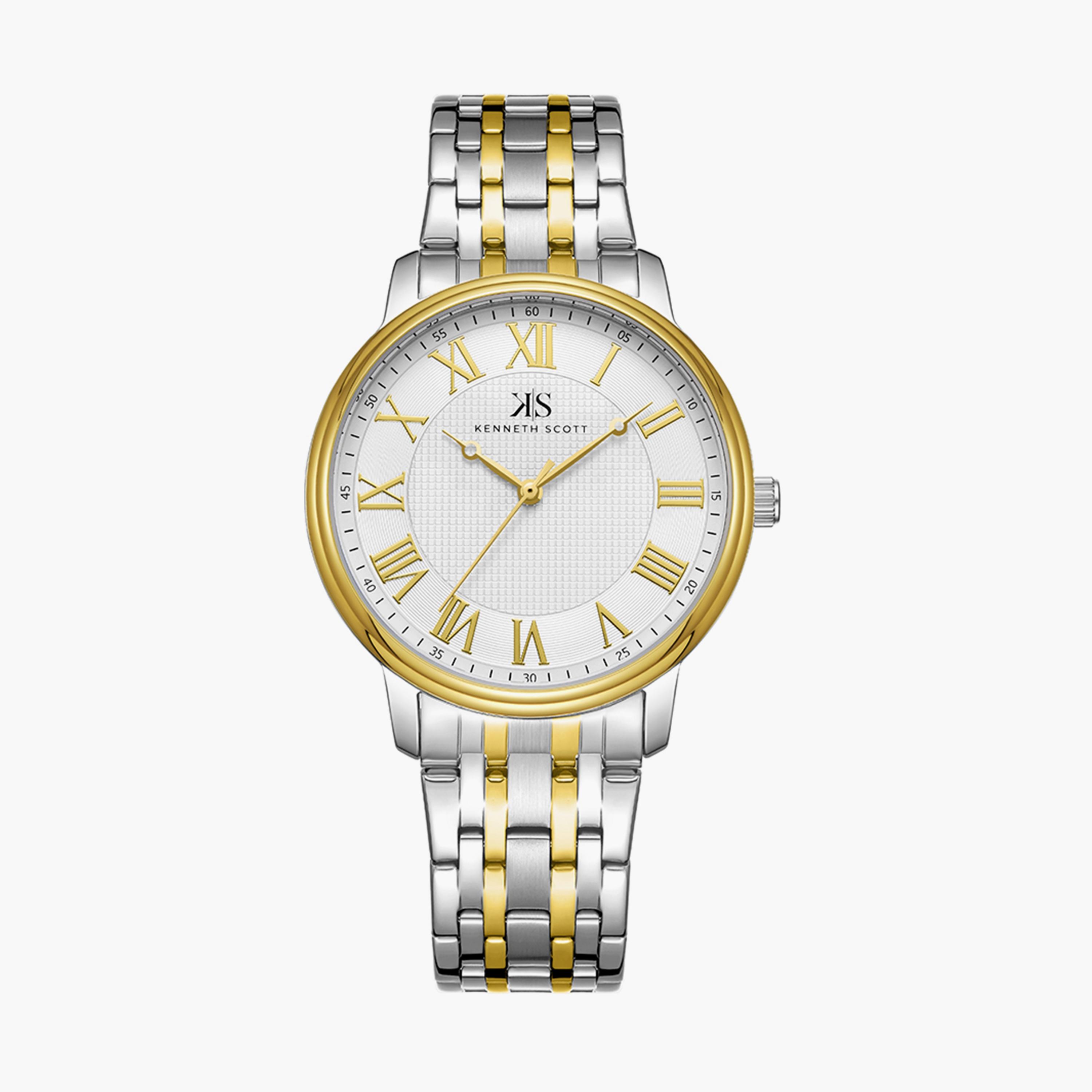  طقم من 2 ساعة من كينيث سكوت ذو انالوج من ستانلس ستيل مع سوار بلون فضي وذهبي للجنسين-men-watchesandjewellery-watches-image-2