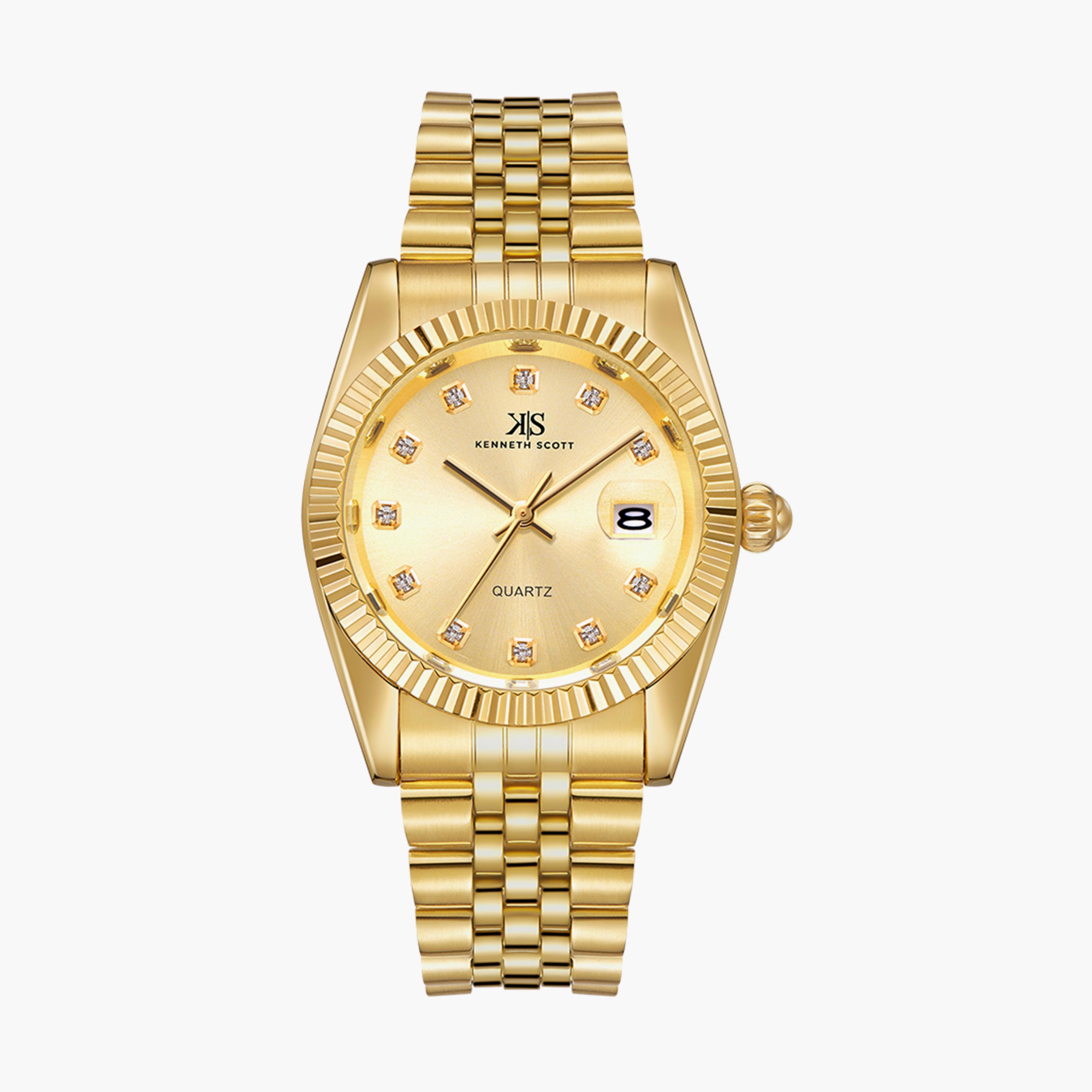 Kenneth Scott Set of 2 Unisex Gold Analog Stainless Steel Strap Watch-men-watchesandjewellery-watches-image-2
