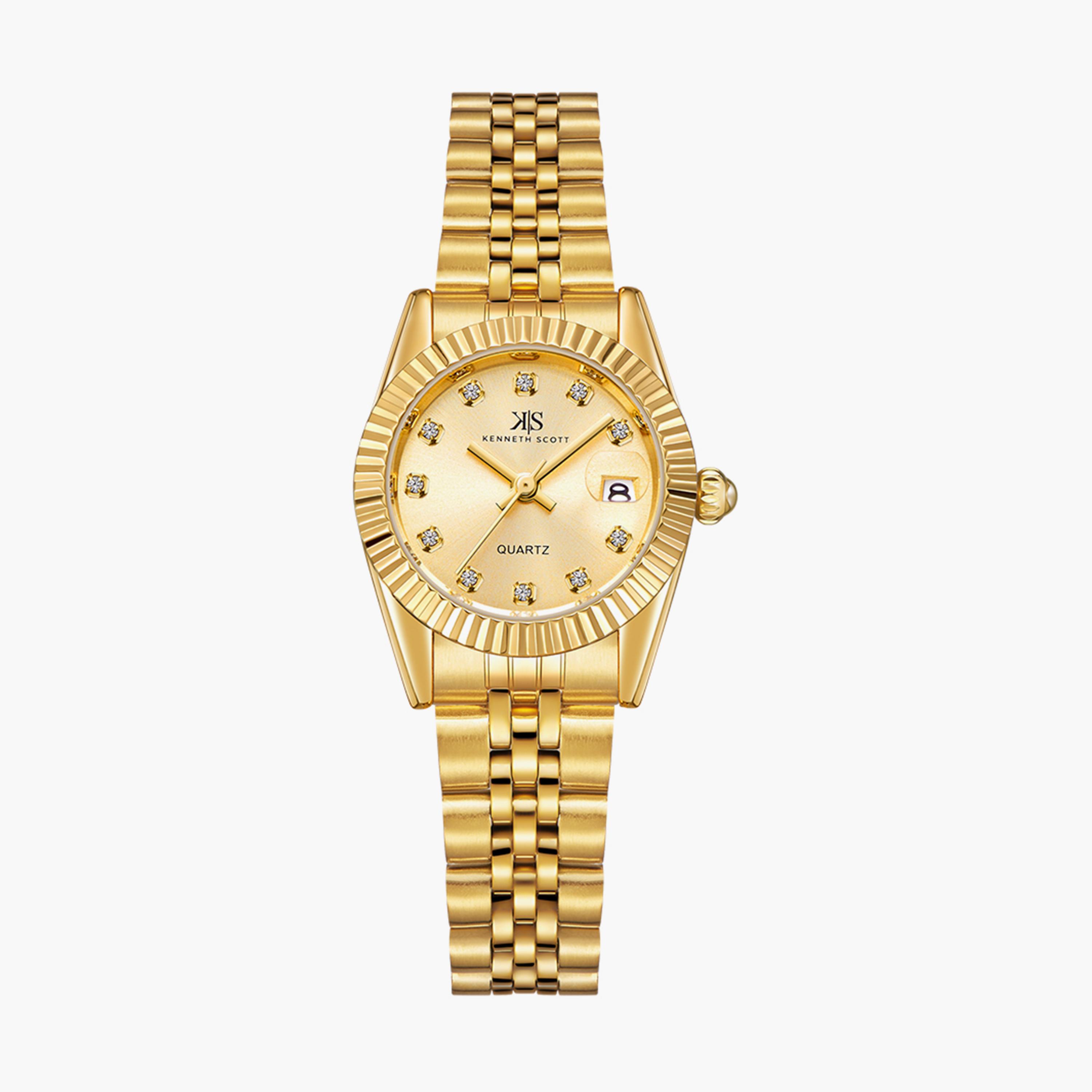 Kenneth Scott Set of 2 Unisex Gold Analog Stainless Steel Strap Watch-men-watchesandjewellery-watches-image-3