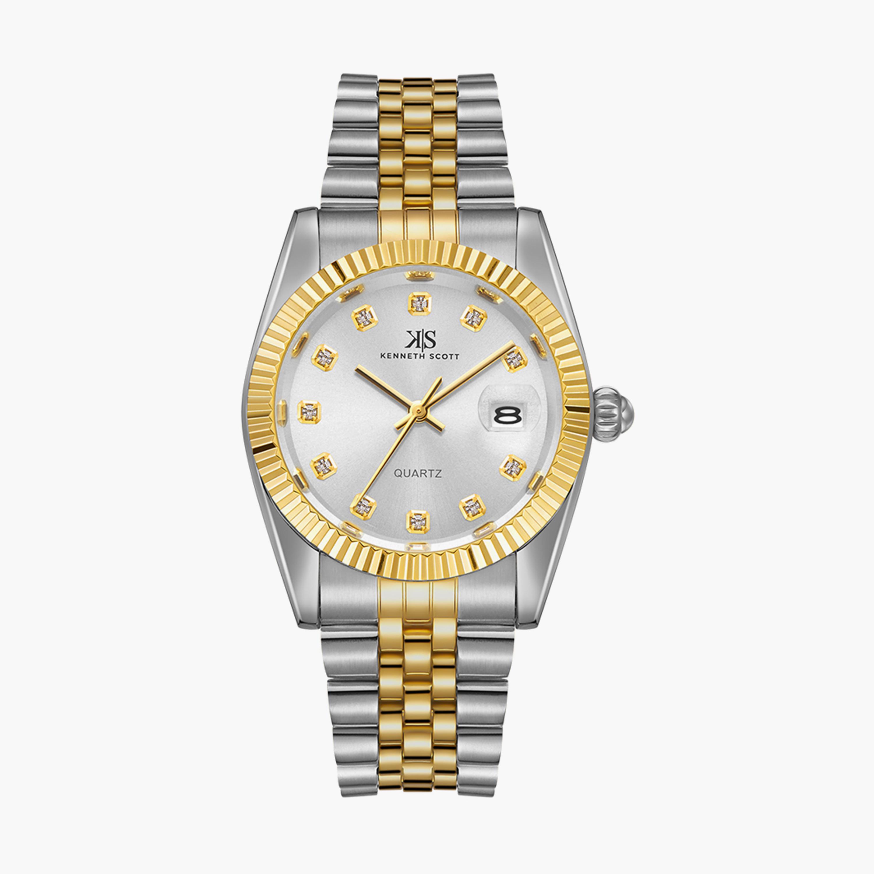 Kenneth Scott Set of 2 Unisex Silver & Gold Analog Stainless Steel Strap Watch-men-watchesandjewellery-watches-image-2