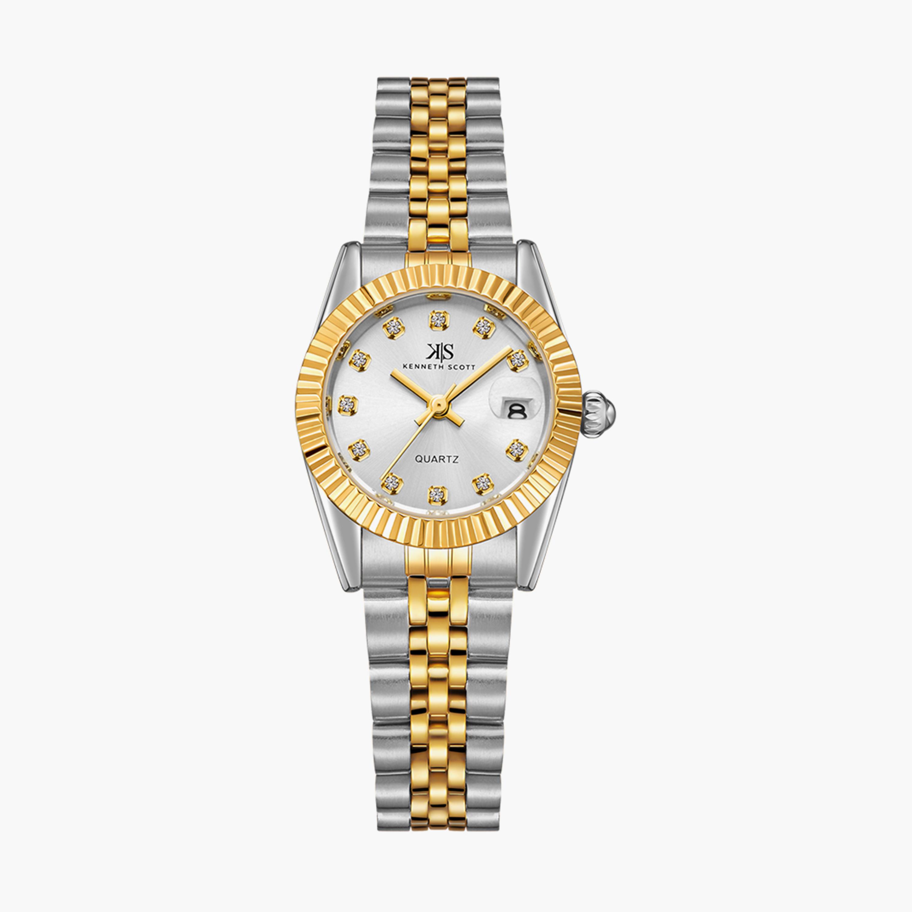  طقم من 2 ساعة من كينيث سكوت ذو انالوج من ستانلس ستيل مع سوار بلون فضي وذهبي للجنسين-men-watchesandjewellery-watches-image-3