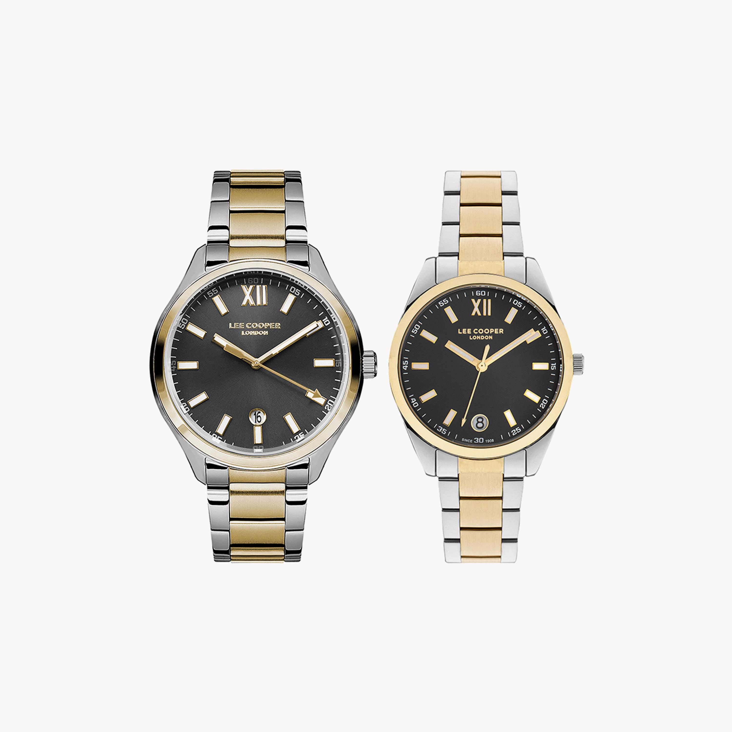 Lee Cooper Set of 2 Unisex Silver & Gold Analog Stainless Steel Strap Watch-men-watchesandjewellery-watches-image-1