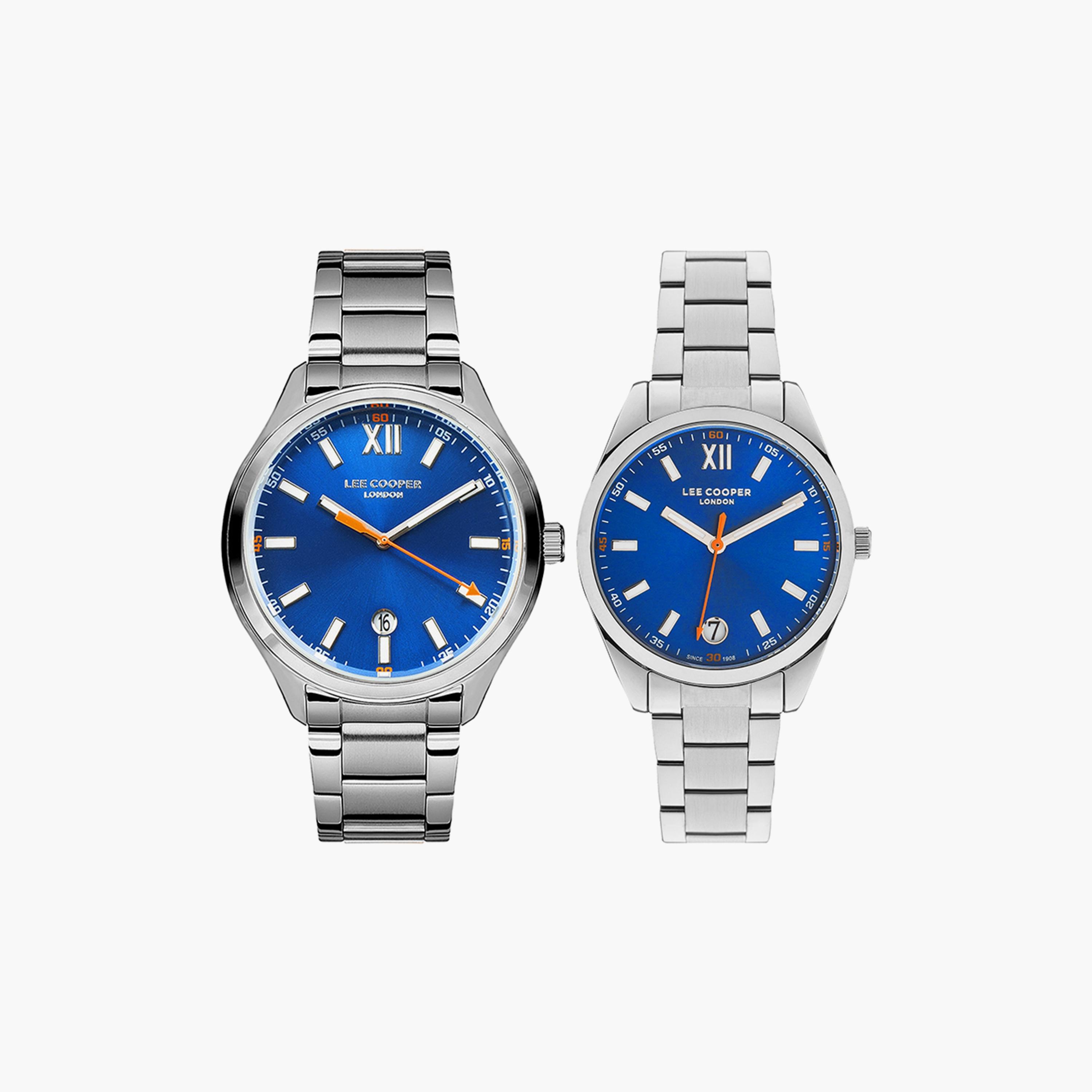 Lee Cooper Set of 2 Unisex Silver Analog Stainless Steel Strap Watch-men-watchesandjewellery-watches-image-1