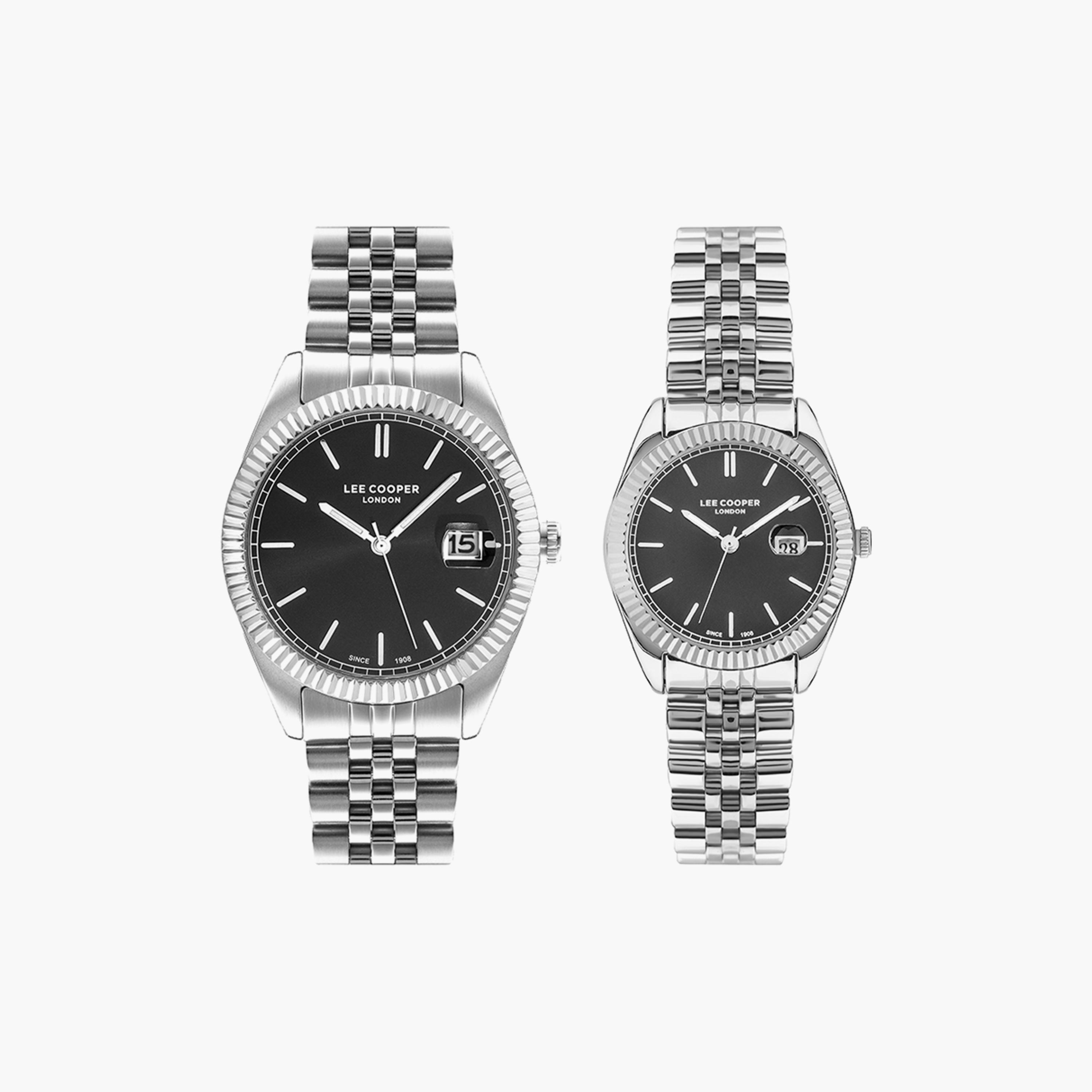 Lee Cooper Set of 2 Unisex Silver Analog Stainless Steel Strap Watch-men-watchesandjewellery-watches-image-1
