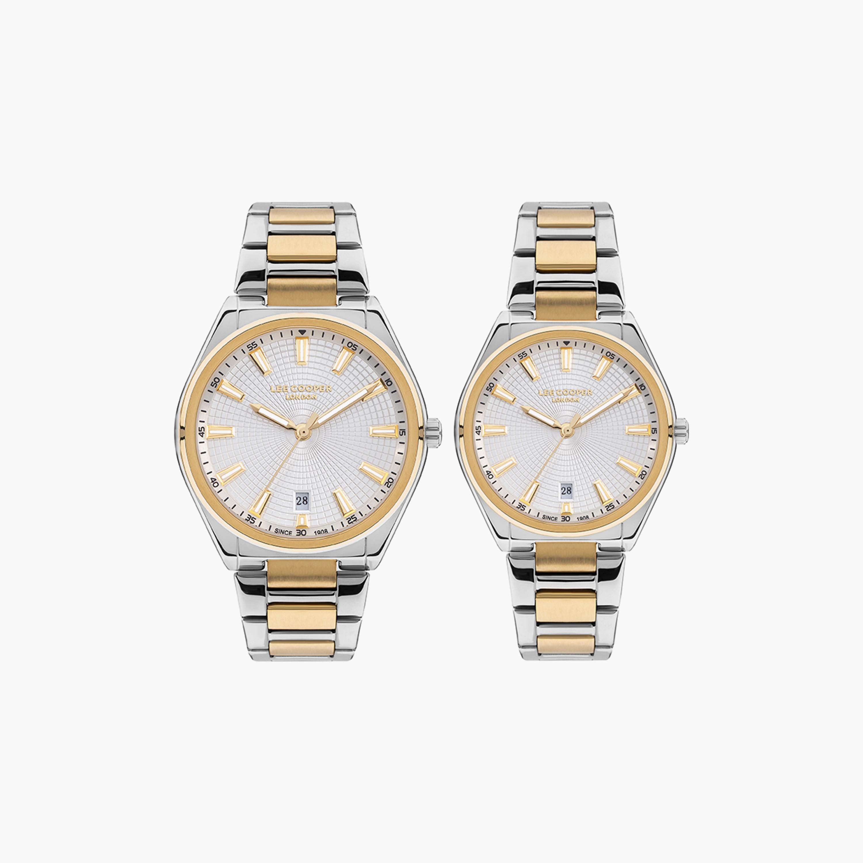 Lee Cooper Set of 2 Unisex Silver & Gold Analog Stainless Steel Strap Watch-men-watchesandjewellery-watches-image-1