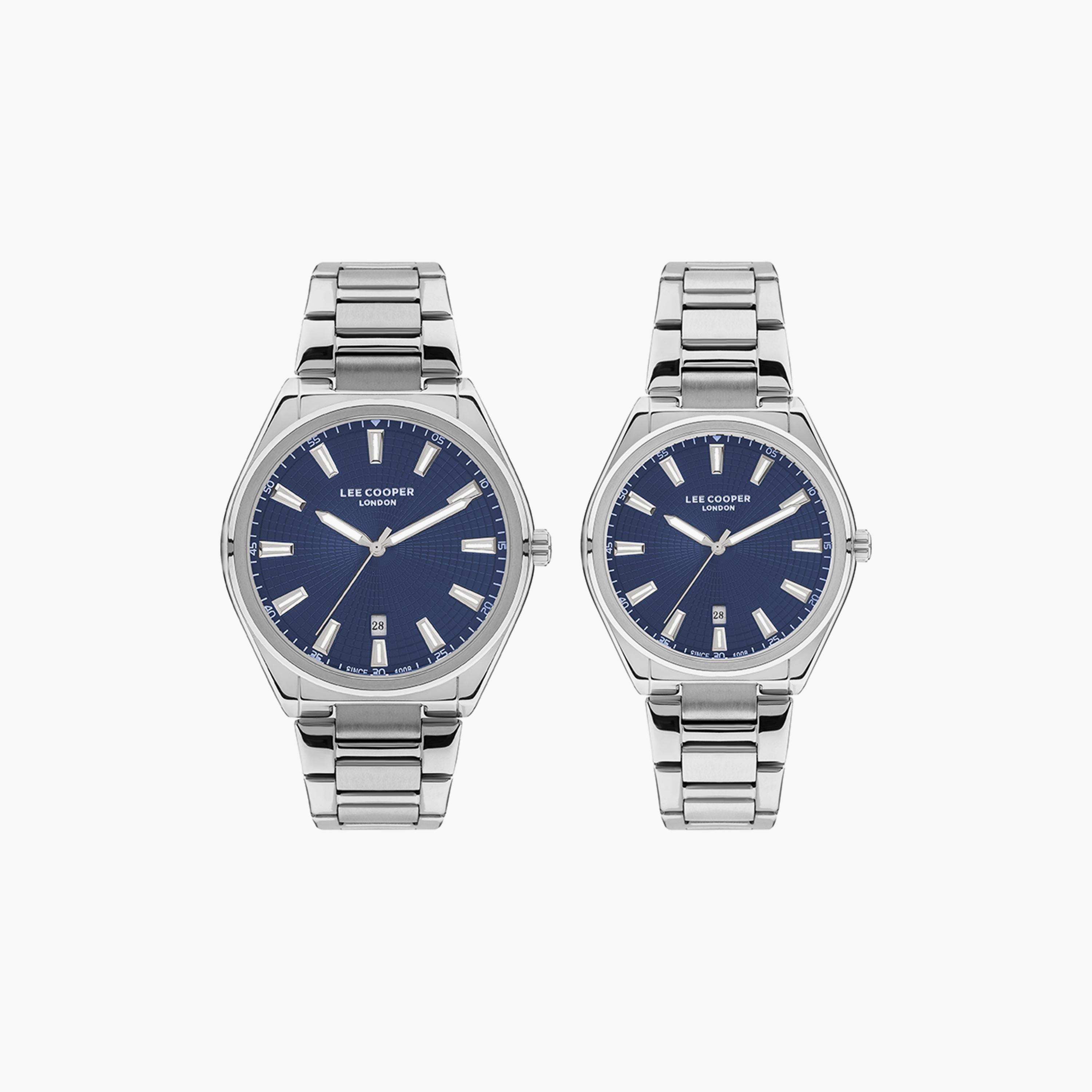  طقم من 2 ساعة من لي كوبر للجنسين ذو أنالوج فضي بسوار ستانلس ستيل-men-watchesandjewellery-watches-image-1