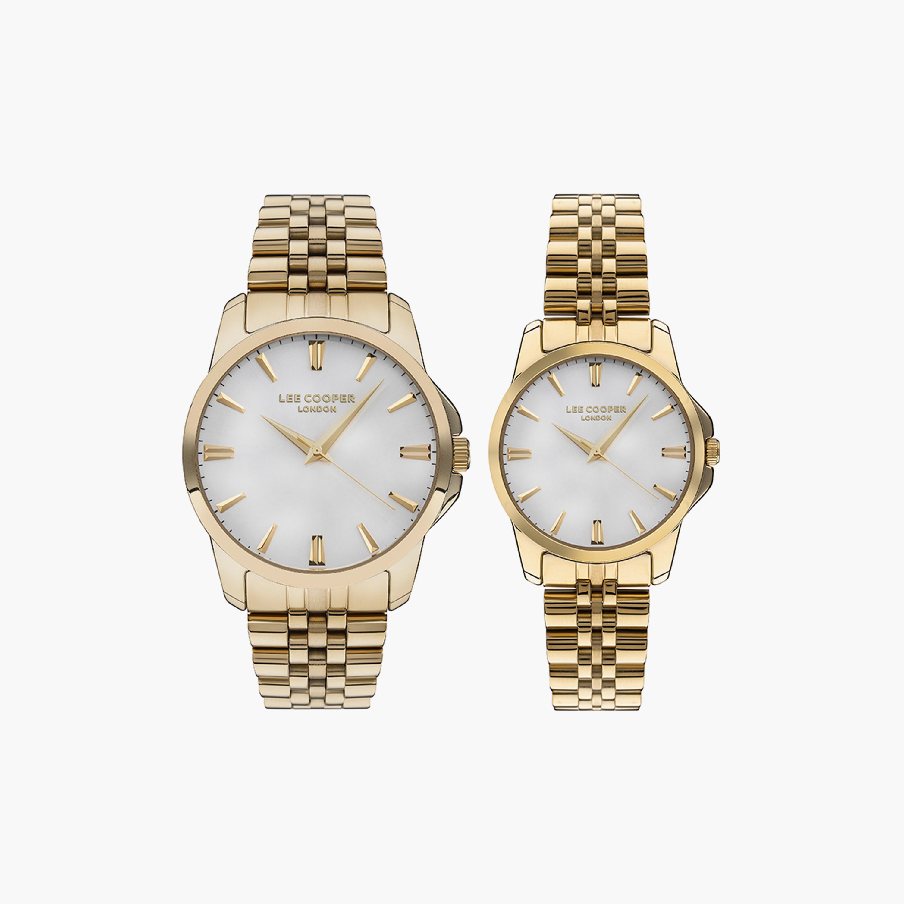 Lee Cooper Set of 2 Unisex Gold Analog Stainless Steel Strap Watch-men-watchesandjewellery-watches-image-1
