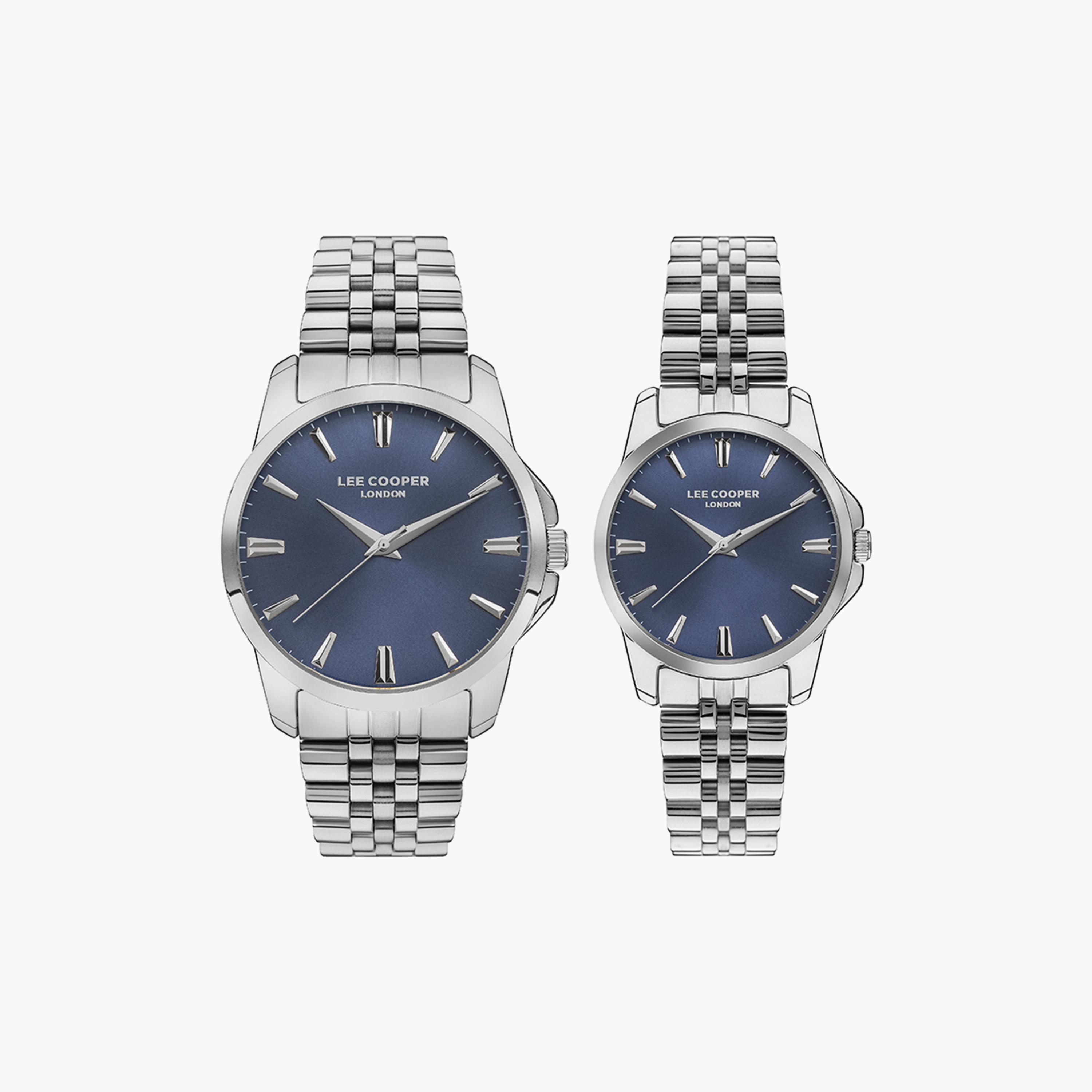  طقم من 2 ساعة من لي كوبر للجنسين ذو أنالوج فضي بسوار ستانلس ستيل-men-watchesandjewellery-watches-image-1
