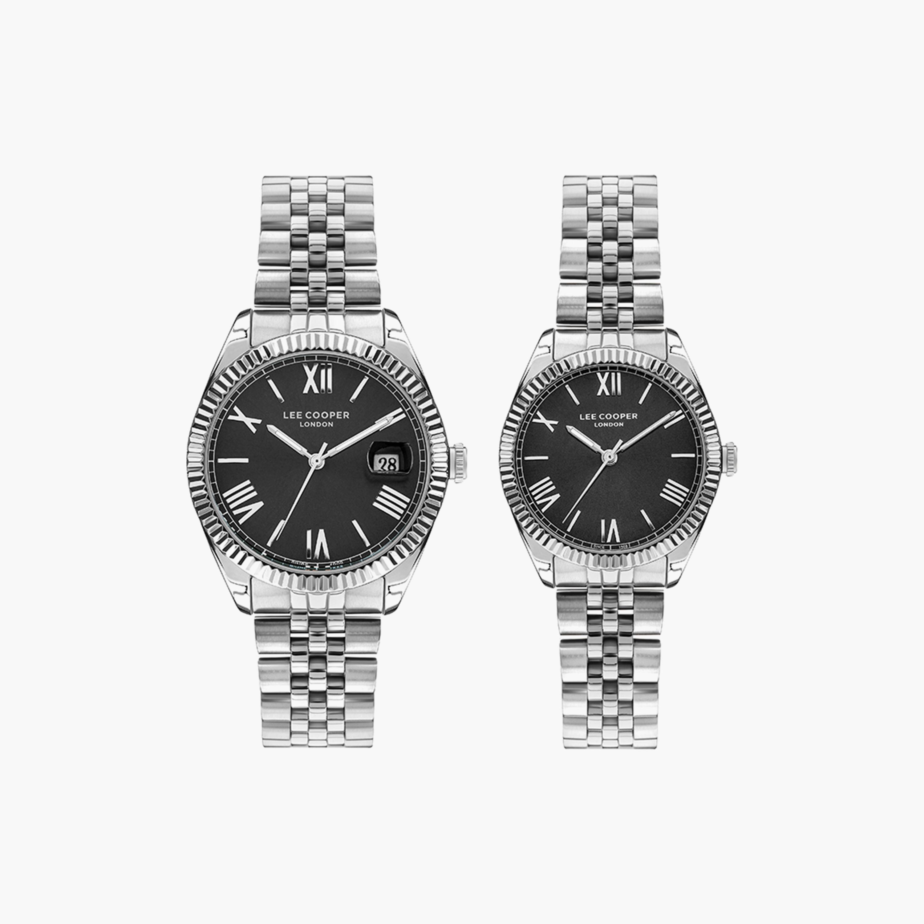 Lee Cooper Set of 2 Unisex Silver Analog Stainless Steel Strap Watch-men-watchesandjewellery-watches-image-1