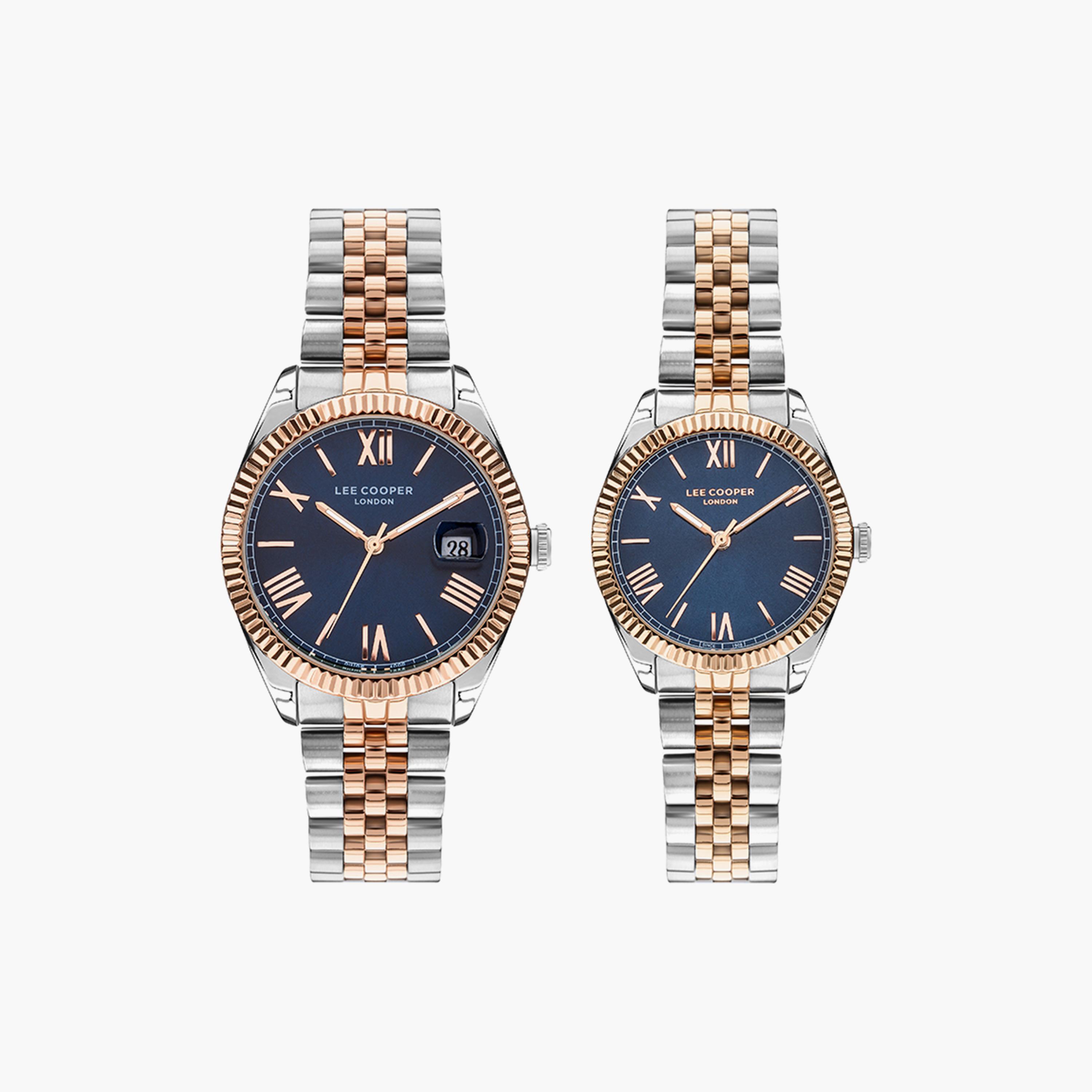  طقم من 2 ساعة من لي كوبر للجنسين ذو أنالوج فضي بسوار ستانلس ستيل-men-watchesandjewellery-watches-image-1