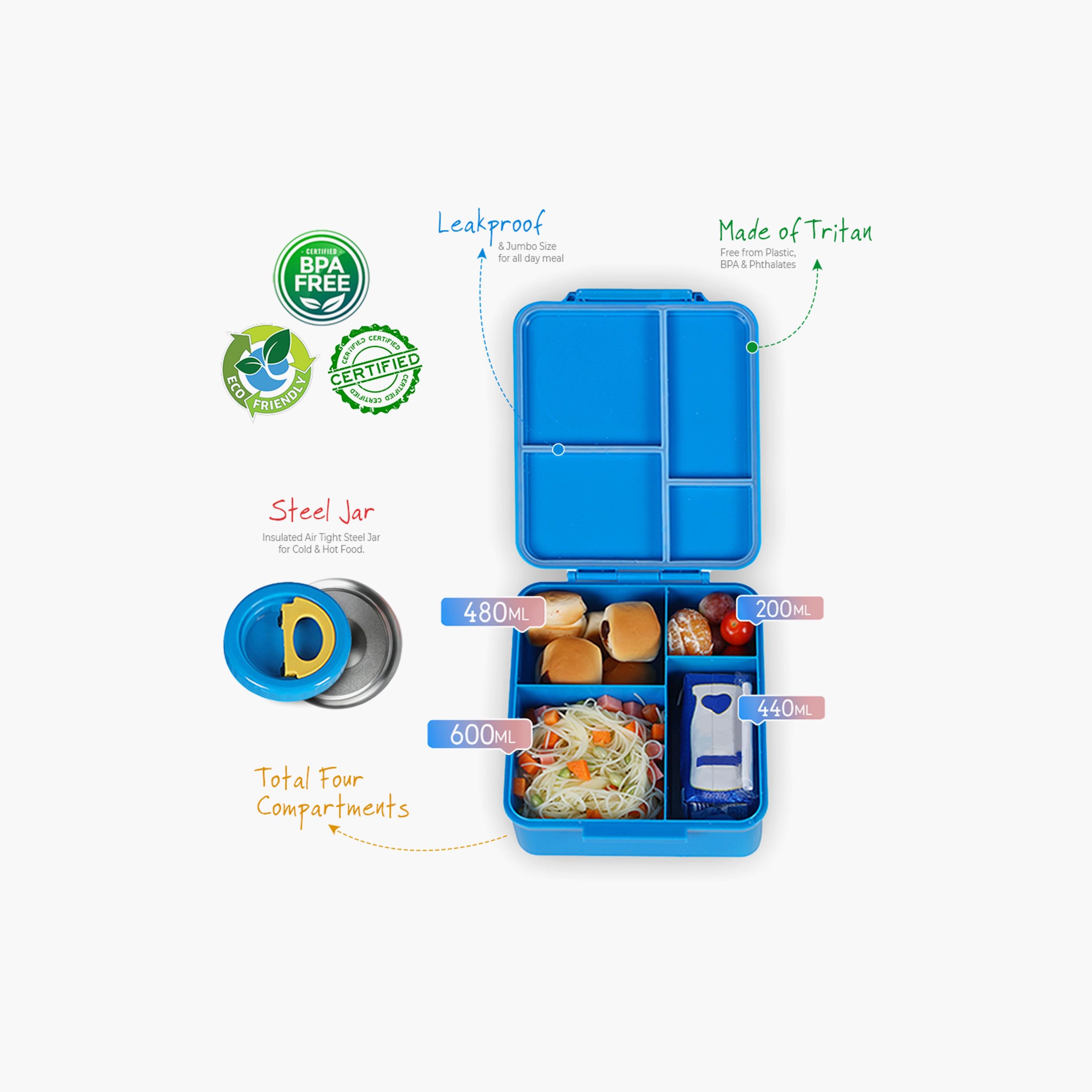 Eazy Kids Jumbo Bento Lunch Box With Insulated Jar, Space Expedition Blue-school-lunchessentials-lunchboxes-image-3