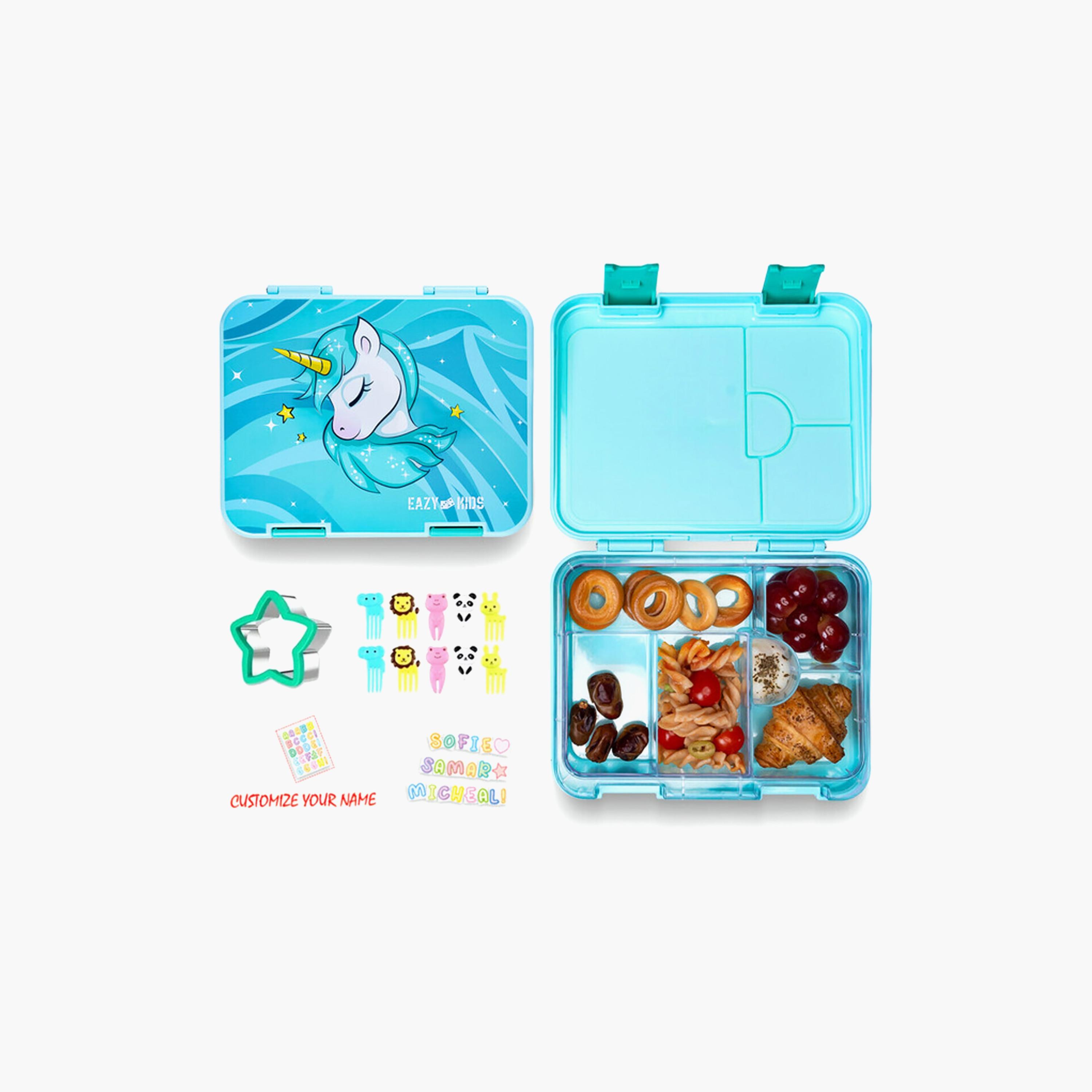 Eazy Kids 6 & 4 Convertible Bento Lunch Box with Sandwich Cutter Set - Unicorn Pattern-school-lunchessentials-lunchboxes-image-2
