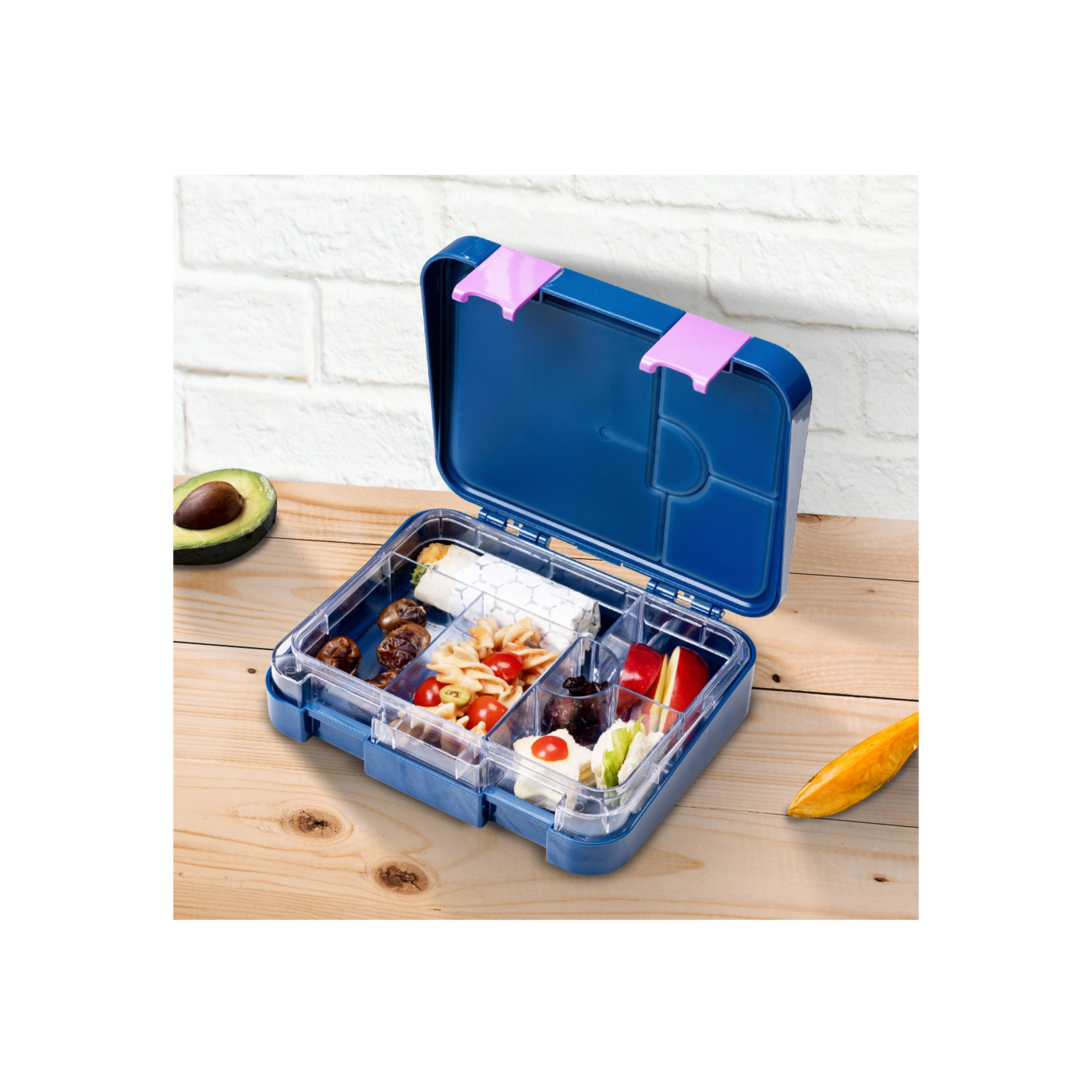 Eazy Kids 6 & 4 Convertible Bento Lunch Box With Sandwich Cutter Set, Unicorn Lover Blue-school-lunchessentials-lunchboxes-image-4
