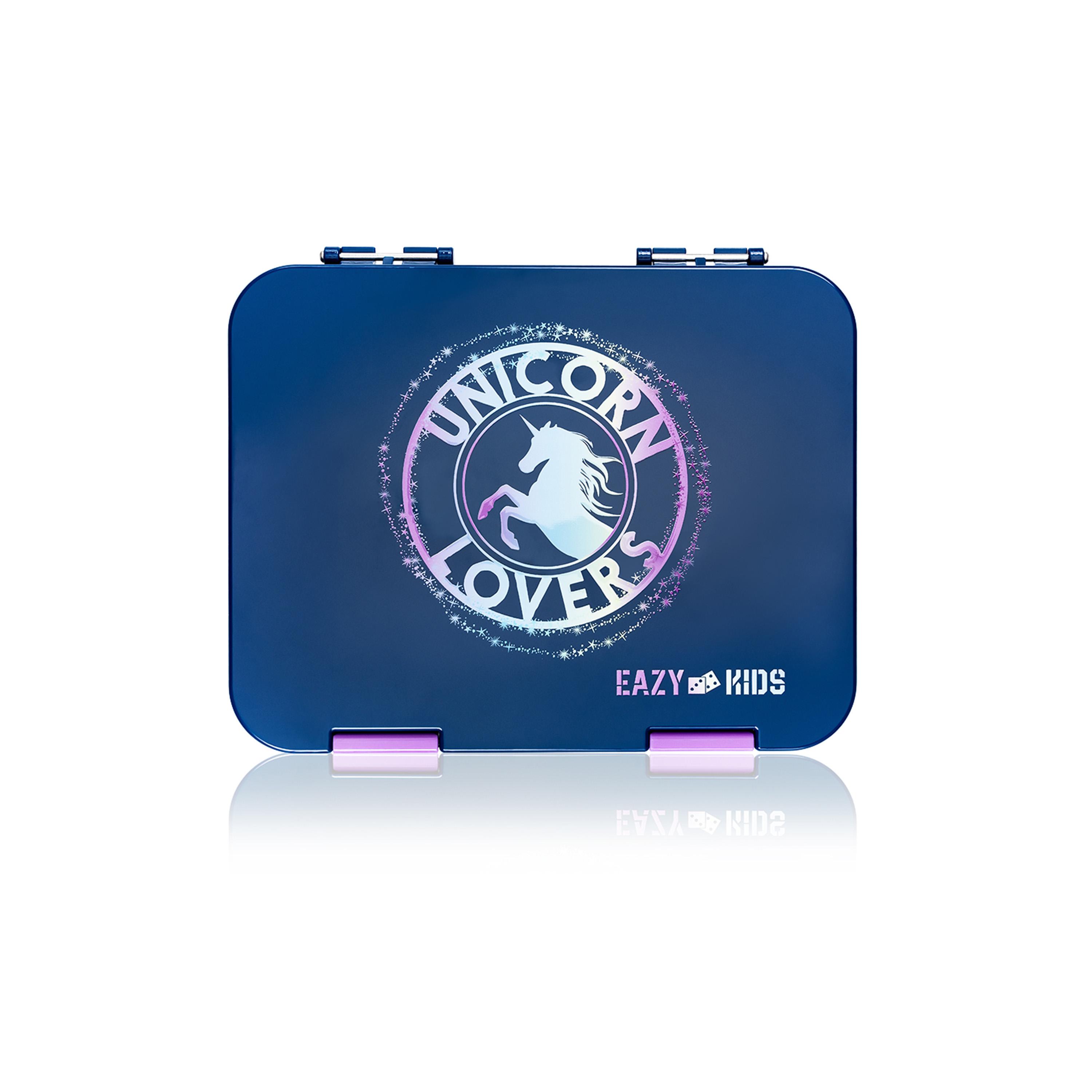 Eazy Kids 6 & 4 Convertible Bento Lunch Box With Sandwich Cutter Set, Unicorn Lover Blue-school-lunchessentials-lunchboxes-image-7