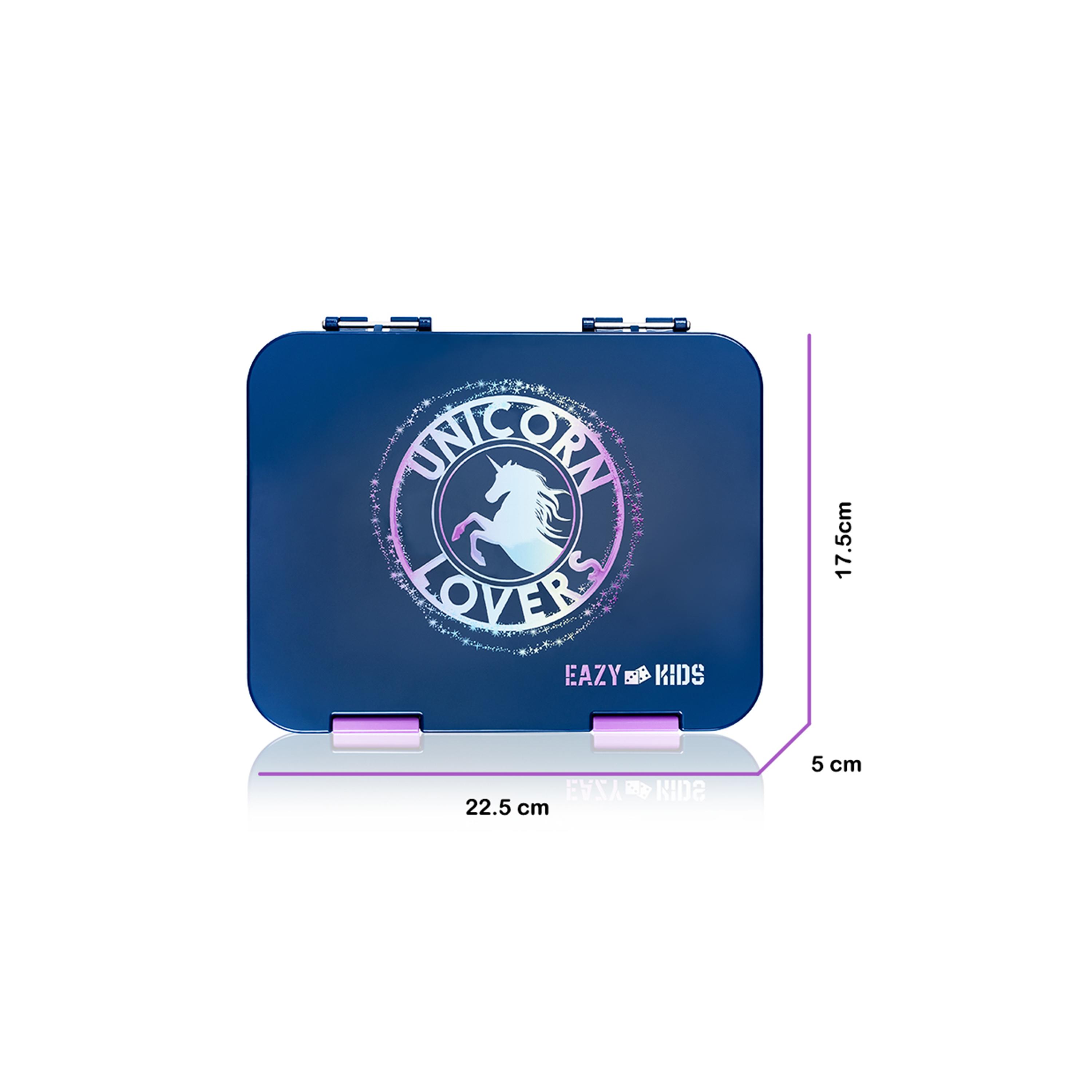 Eazy Kids 6 & 4 Convertible Bento Lunch Box With Sandwich Cutter Set, Unicorn Lover Blue-school-lunchessentials-lunchboxes-image-8