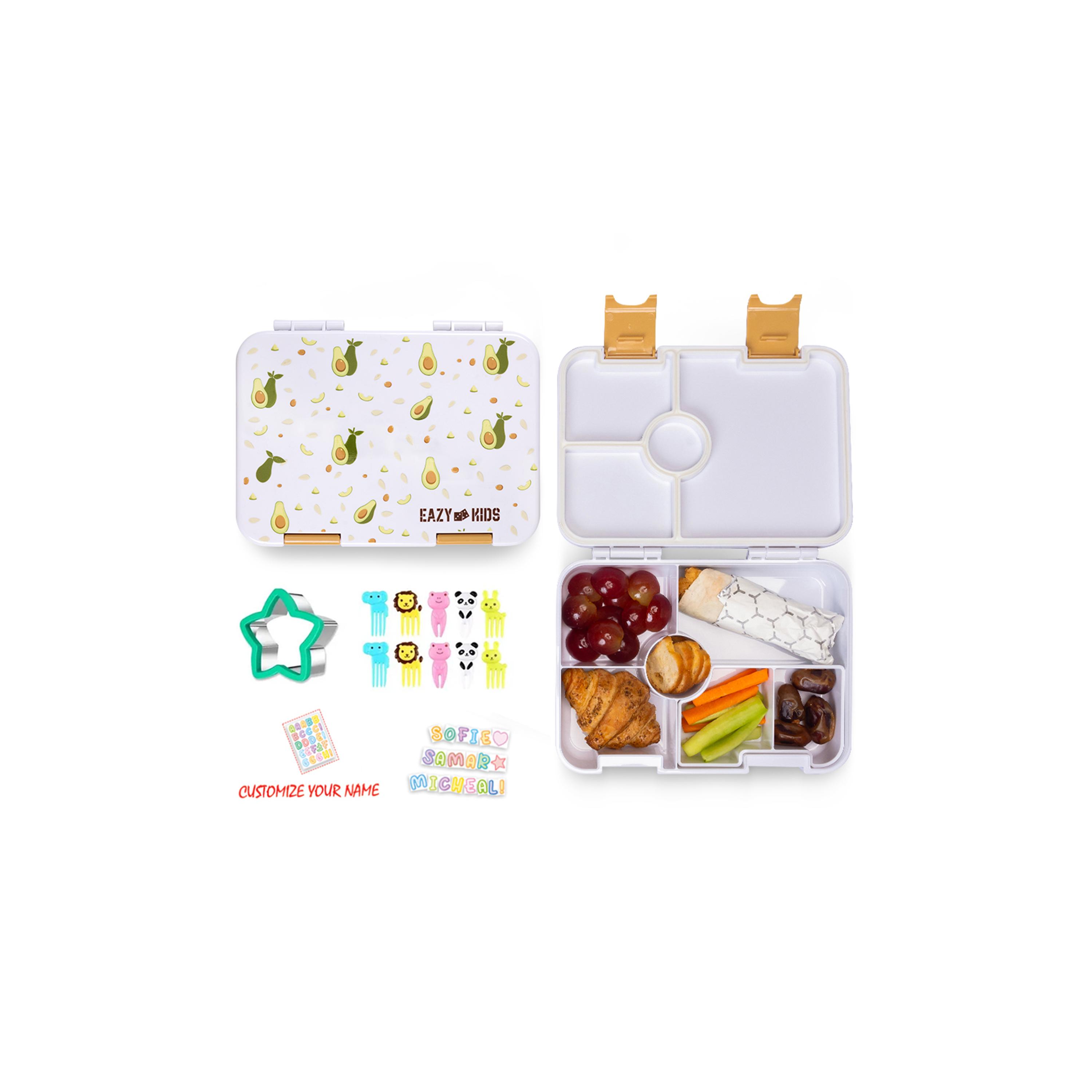 Eazy Kids 6 & 4 Convertible Bento Lunch Box With Sandwich Cutter Set, Avocado-school-lunchessentials-lunchboxes-image-1