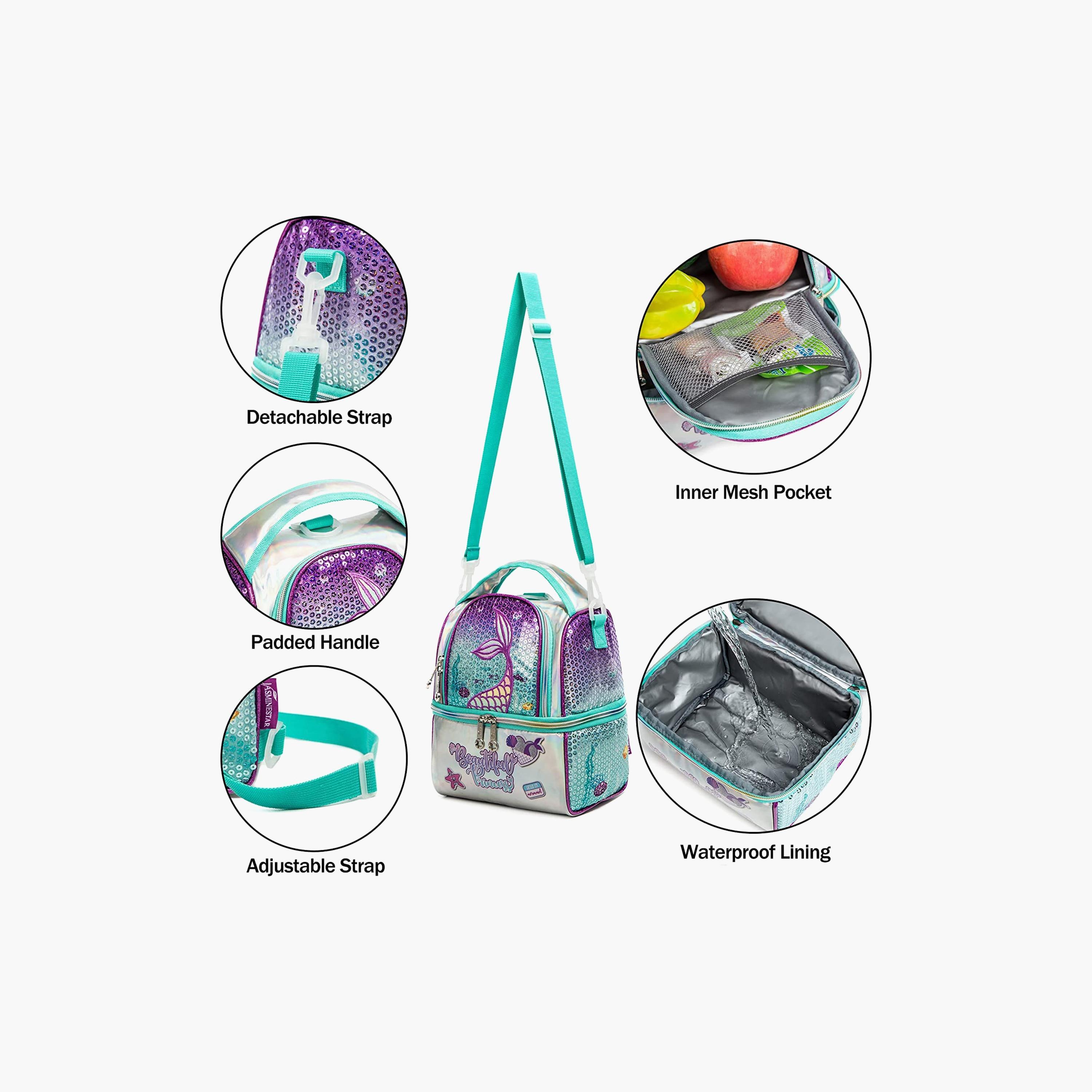 حقيبة غداء للتنزهات من إيزي كيدز، حورية بحر أخضر-school-lunchessentials-lunchbags-image-3
