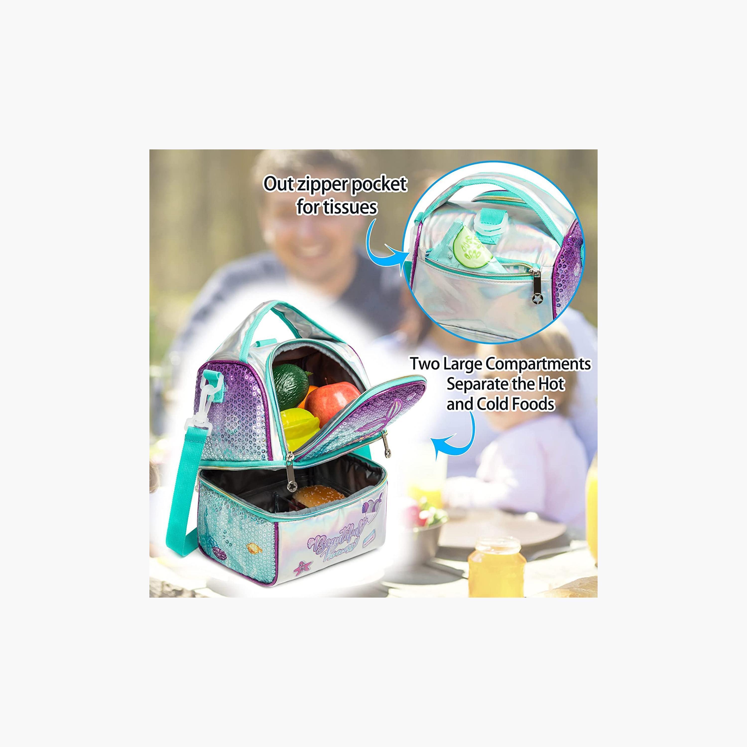 حقيبة غداء للتنزهات من إيزي كيدز، حورية بحر أخضر-school-lunchessentials-lunchbags-image-4