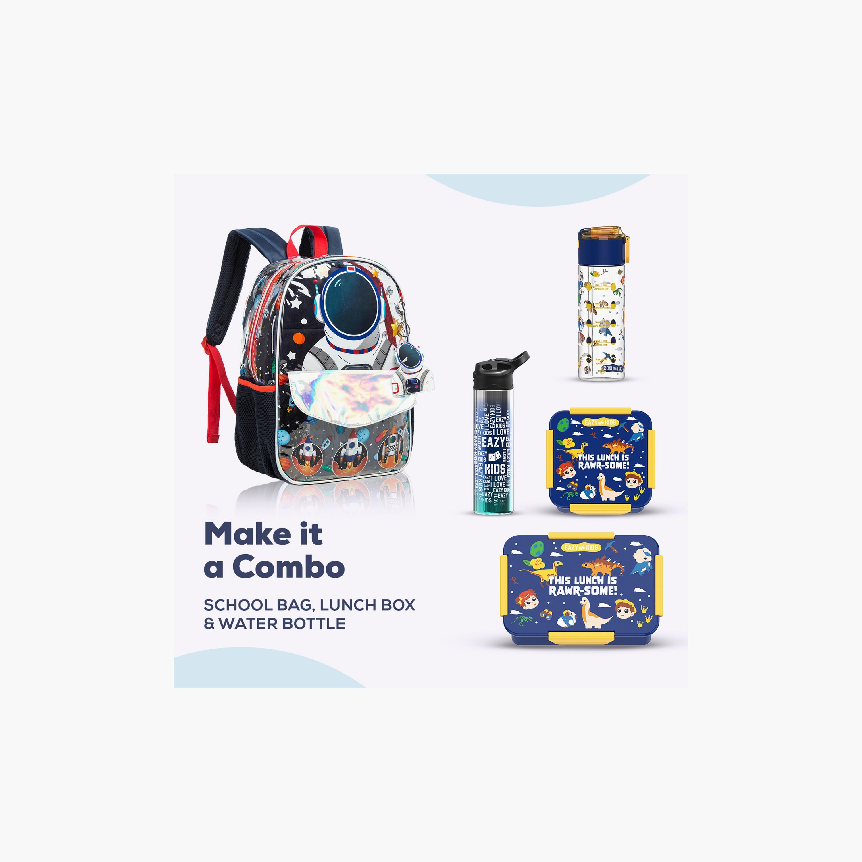 حقيبة مدرسة وصندوق غداء وحافظة أقلام من إيزي كيدز، 16 بوصة، رجل فضاء أزرق-school-bagsandbackpacks-sets-image-1