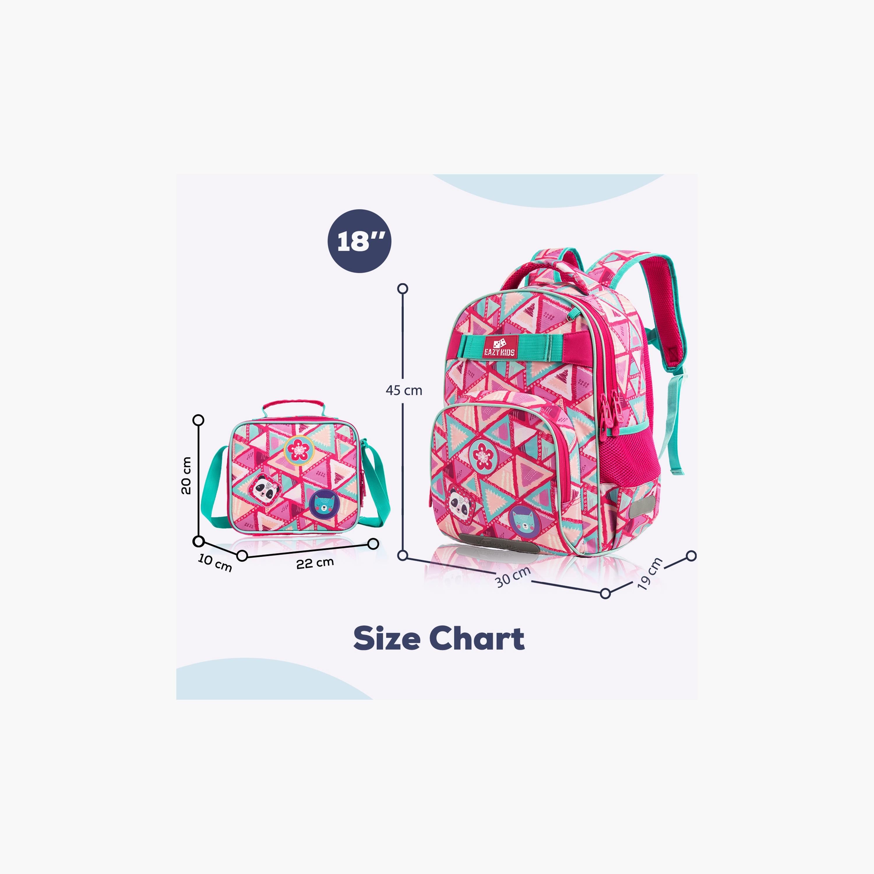 Eazy Kids 3-Piece School Bag, Lunch Bag, Pencil Case, 18 Inch, Panda Pink-school-bagsandbackpacks-sets-image-5
