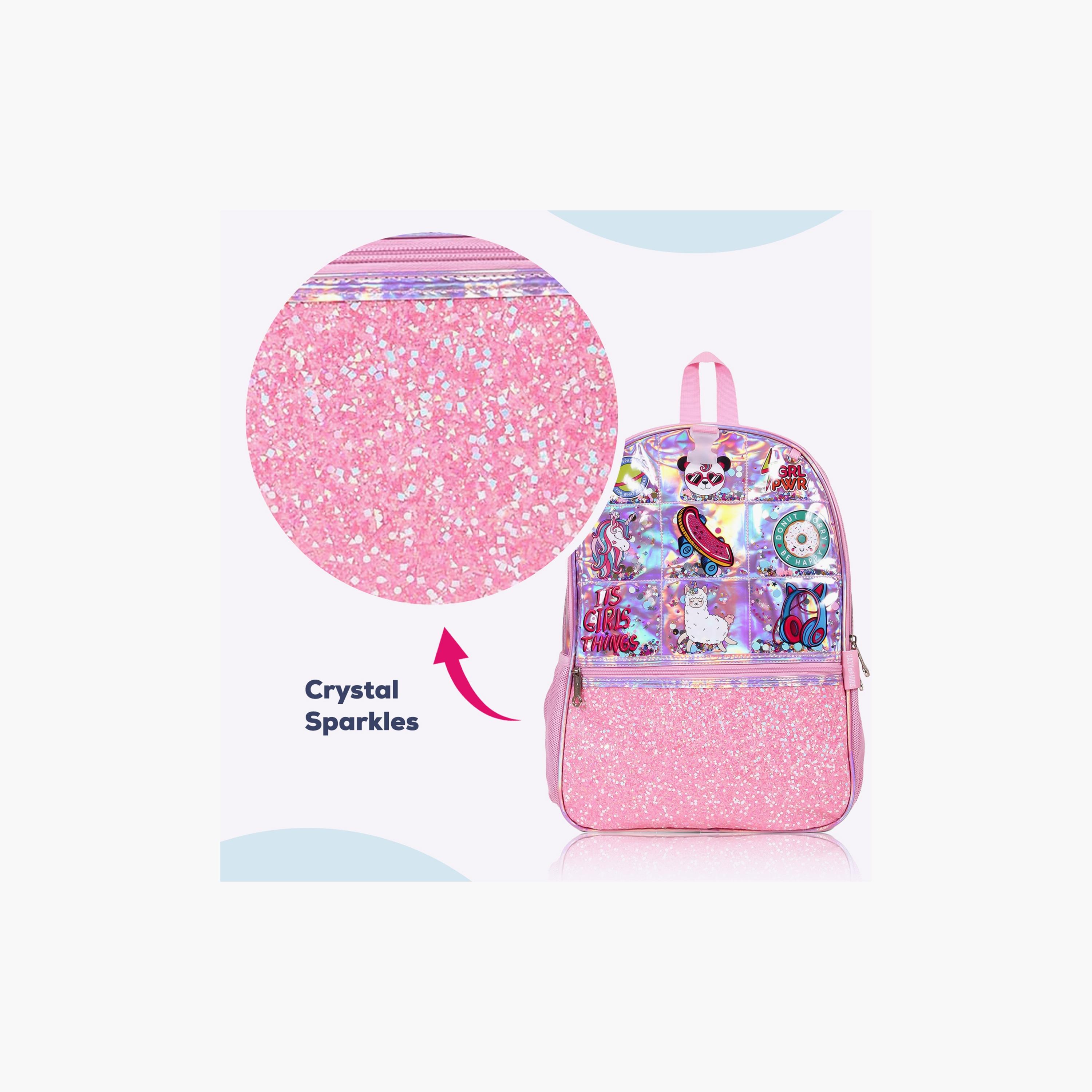 Eazy Kids 3-Piece School Bag, Lunch Bag, Pencil Case, 17 Inch, Girl Things-Pink-school-bagsandbackpacks-sets-image-5