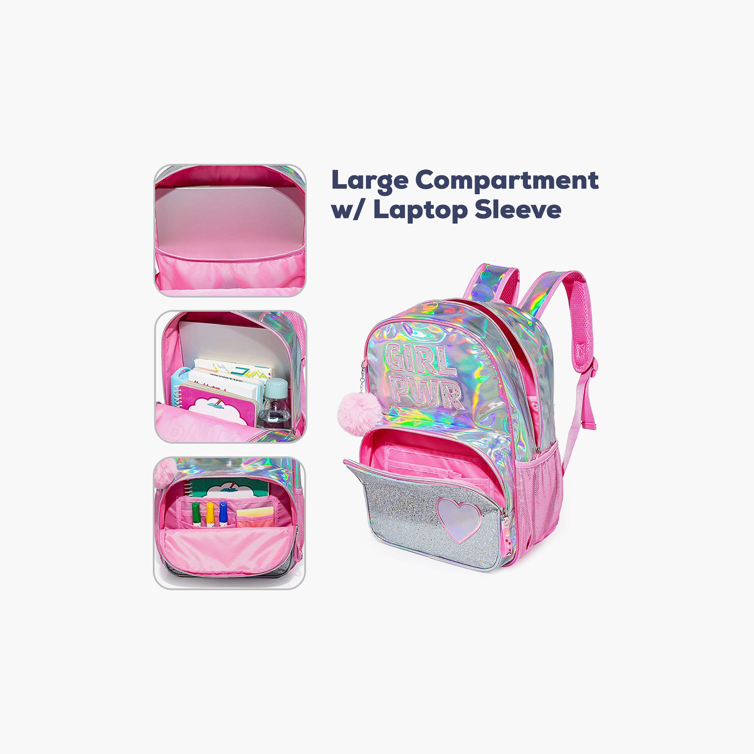 Eazy Kids 3-Piece School Bag, Lunch Bag, Pencil Case Set, Girl Power - Pink-school-bagsandbackpacks-backpacks-image-4