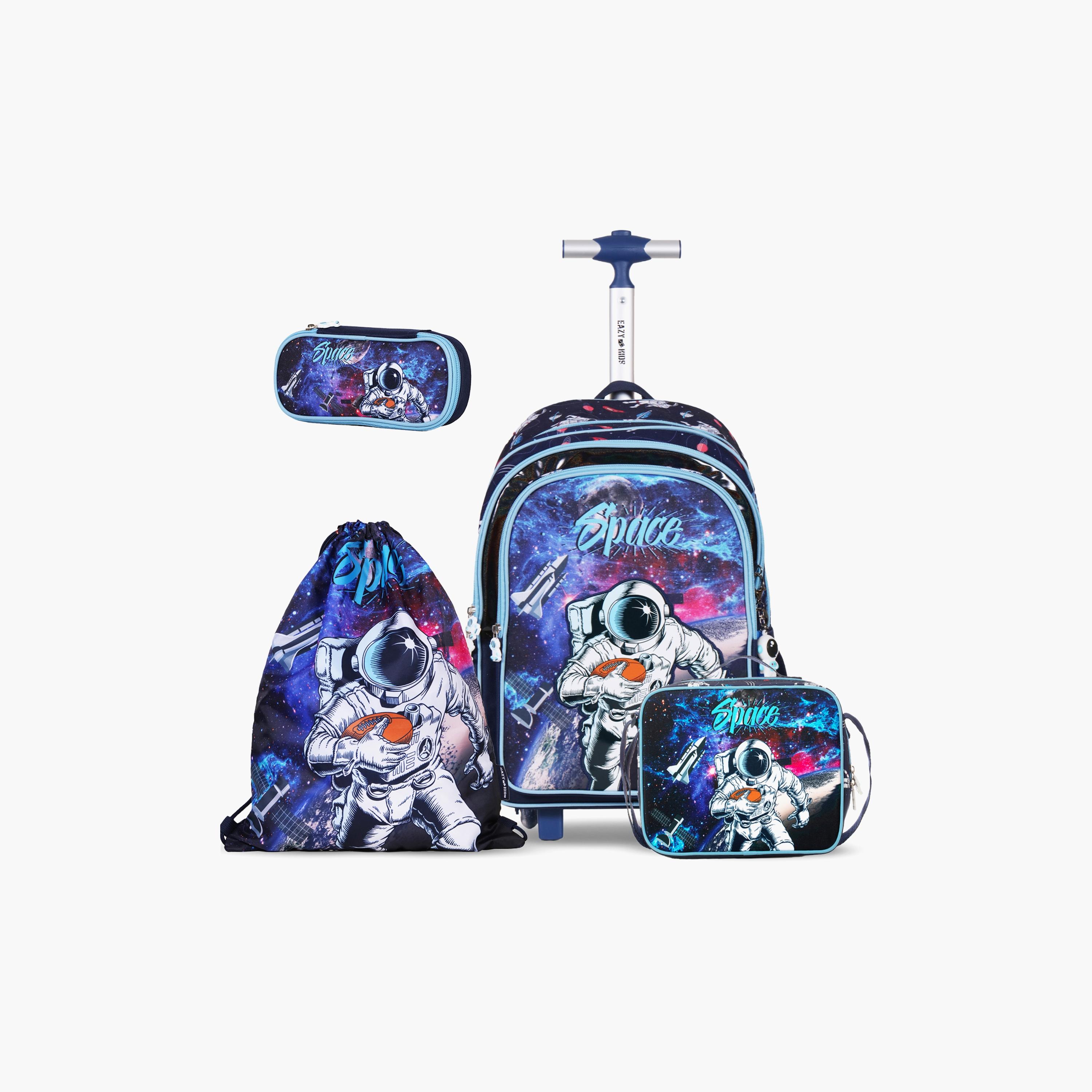Eazy Kids - 4-Piece School Bag, Lunch Bag, Activity Bag & Pencil Case, 17 Inch, Astronaut Blue-school-bagsandbackpacks-sets-image-1