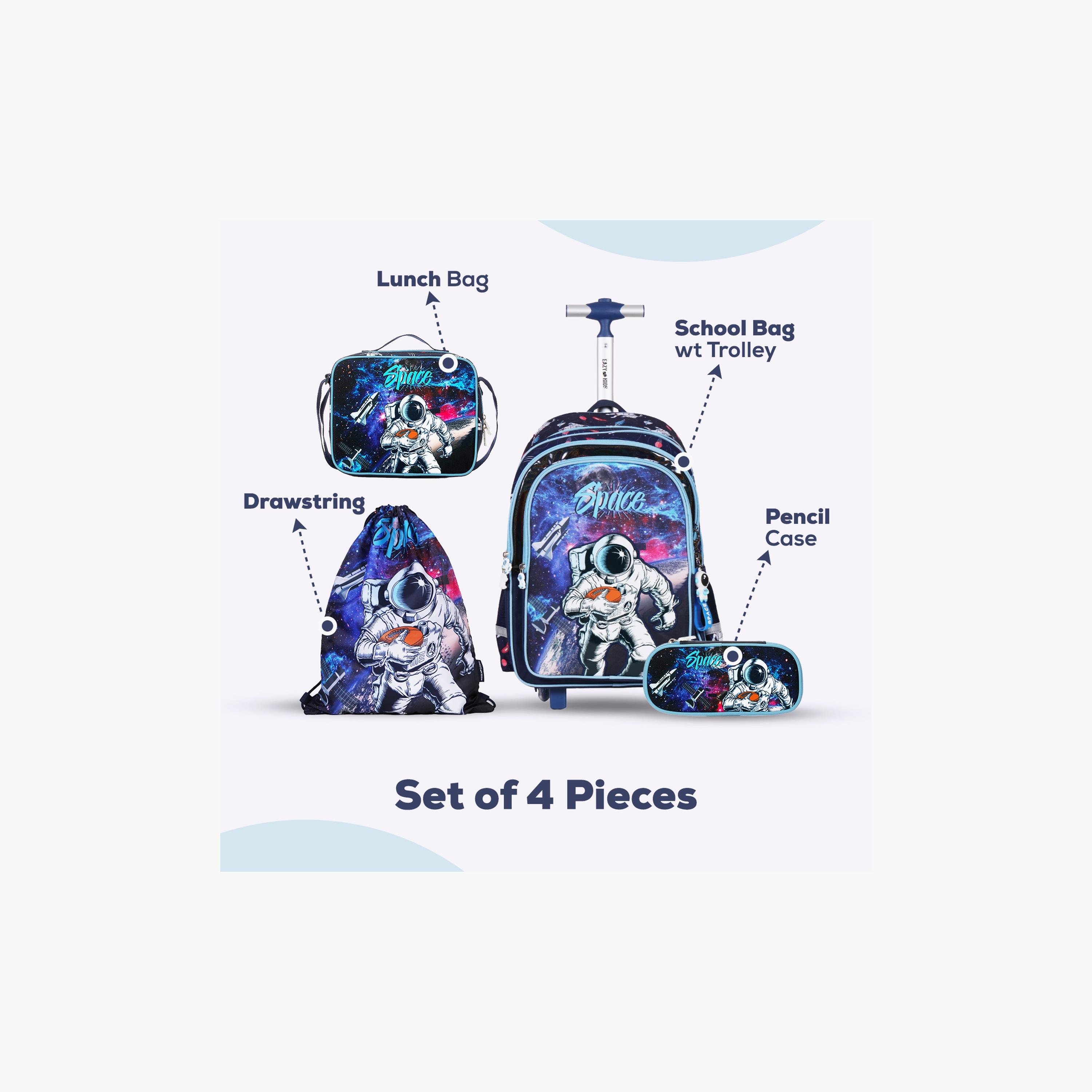 Eazy Kids - 4-Piece School Bag, Lunch Bag, Activity Bag & Pencil Case, 17 Inch, Astronaut Blue-school-bagsandbackpacks-sets-image-3