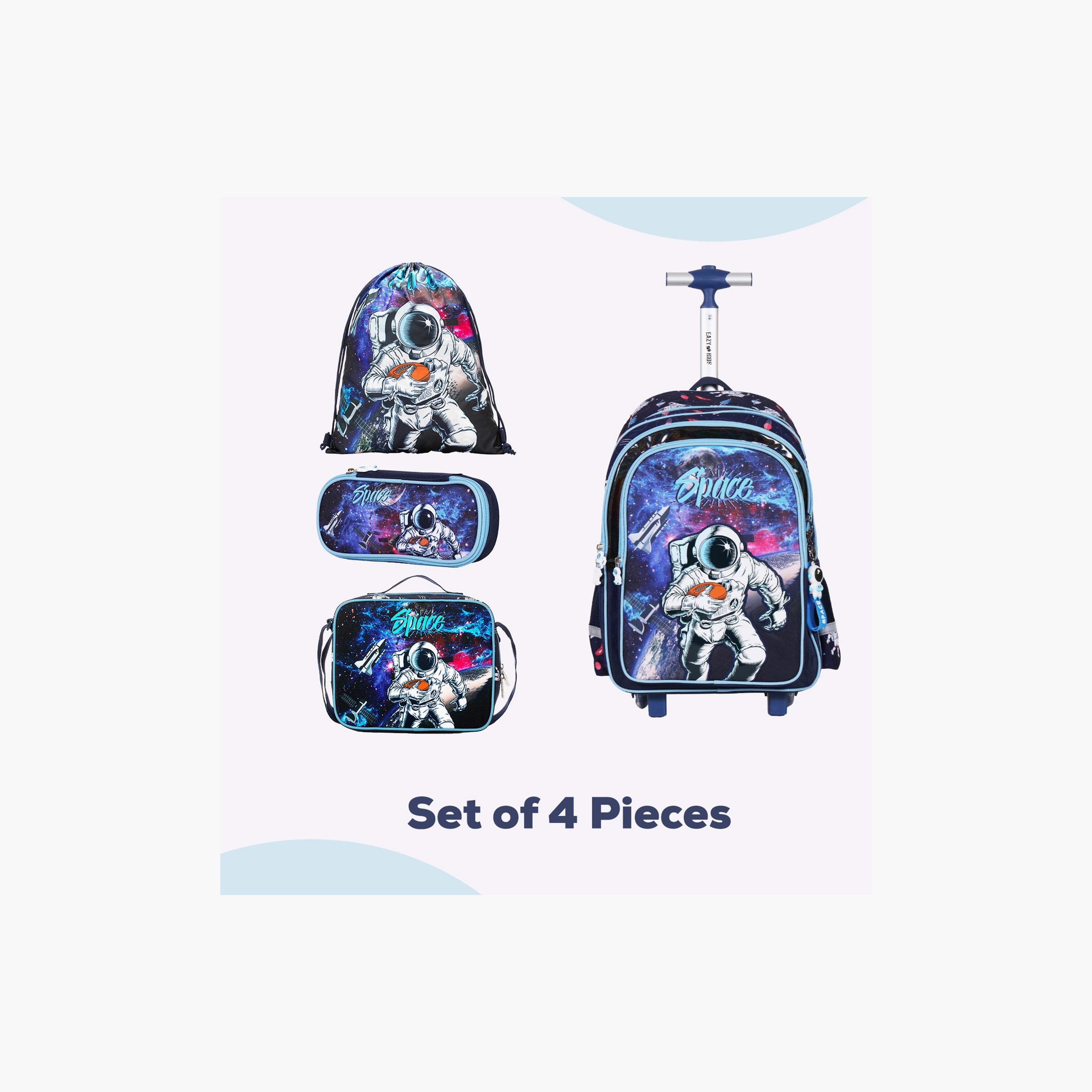 Eazy Kids - 4-Piece School Bag, Lunch Bag, Activity Bag & Pencil Case, 17 Inch, Astronaut Blue-school-bagsandbackpacks-sets-image-4