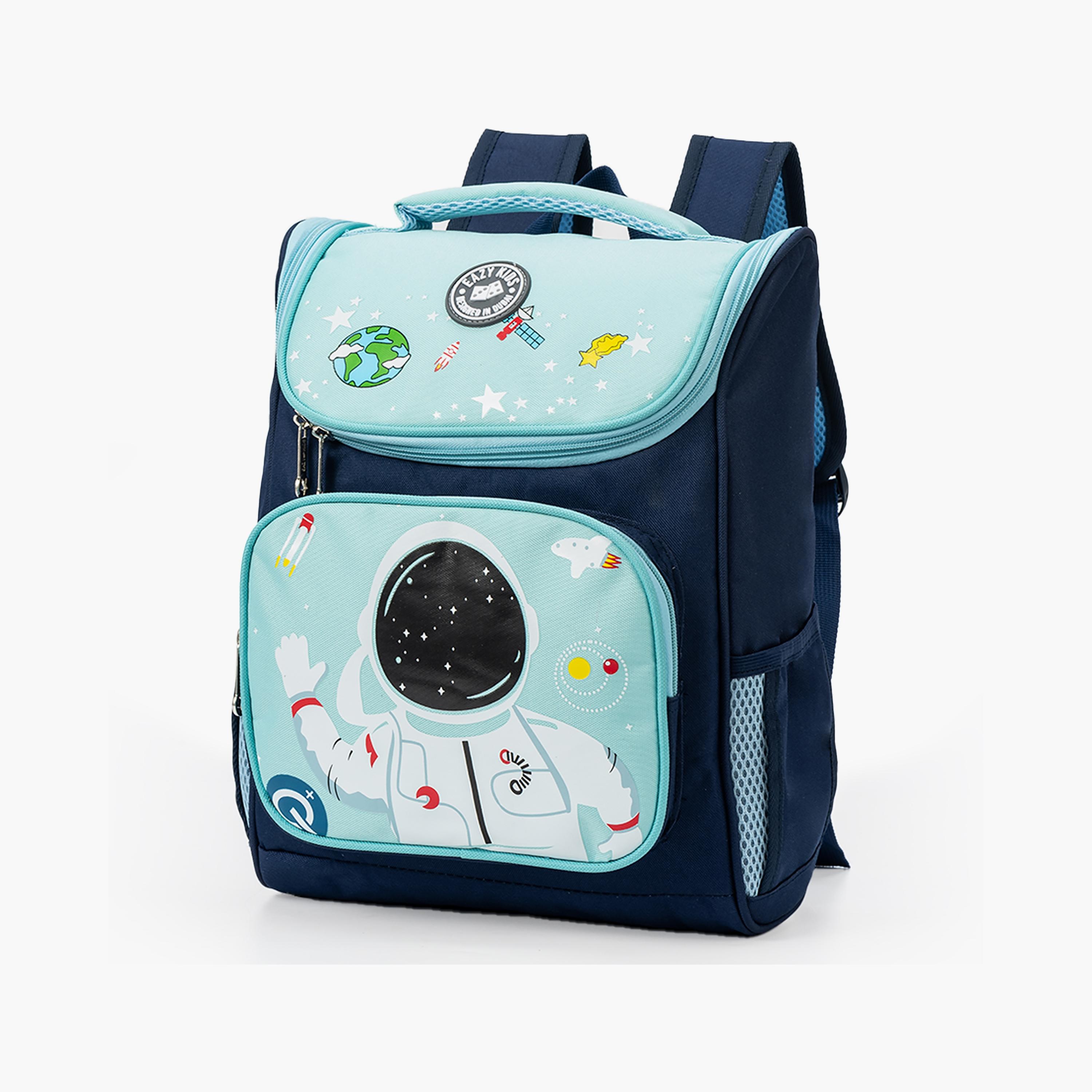 حقيبة ظهر الرجوع إلي المدرسة من إيزي كيدز، رجل فضاء، 16 بوصة، أزرق-school-bagsandbackpacks-backpacks-image-2